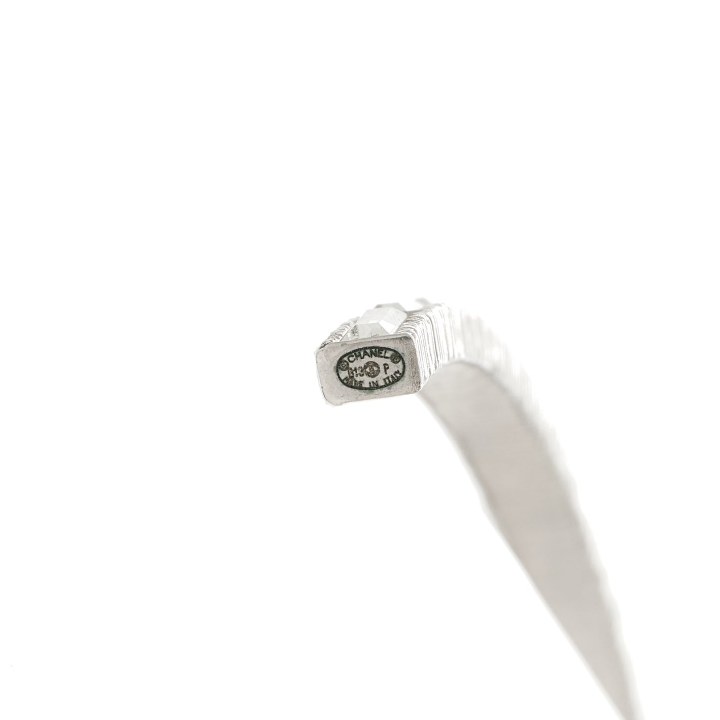 Baguette Crystal CC Hoop Earrings Silver