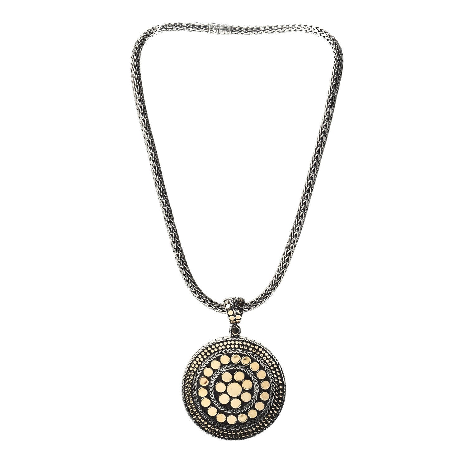 John Hardy Sterling Silver 18K Yellow Gold Dot Enhancer Pendant Necklace 3 of 4