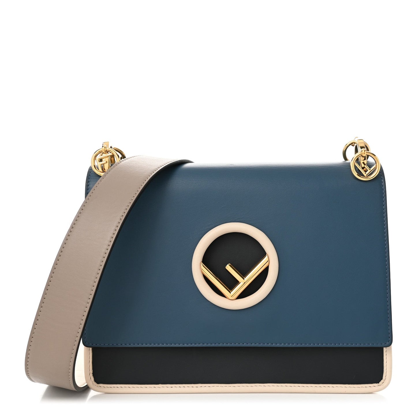 Vitello Century Opaco F is Fendi Kan I Shoulder Bag Blue Beige Black