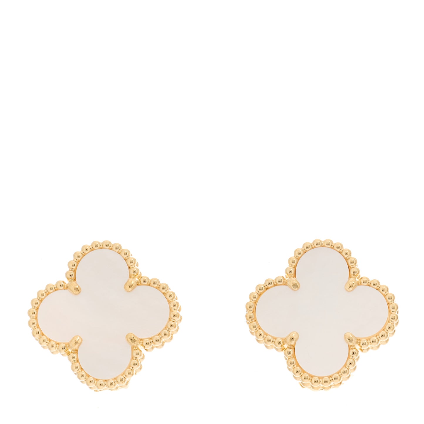 18K Yellow Gold Mother of Pearl Vintage Alhambra Earrings