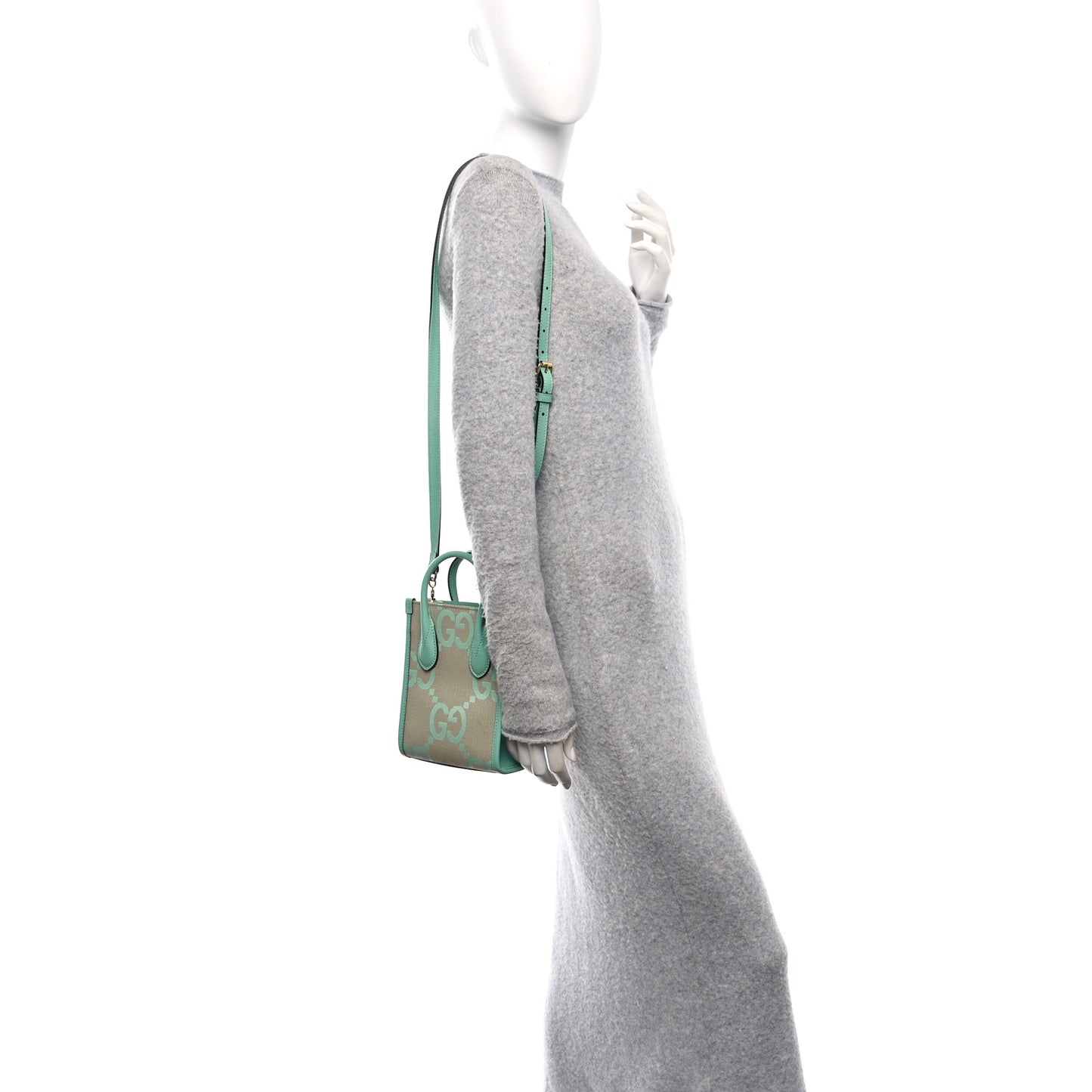 Monogram Jumbo GG Textured Dollar Calfskin Mini Tote Bag Pepperlight Mint