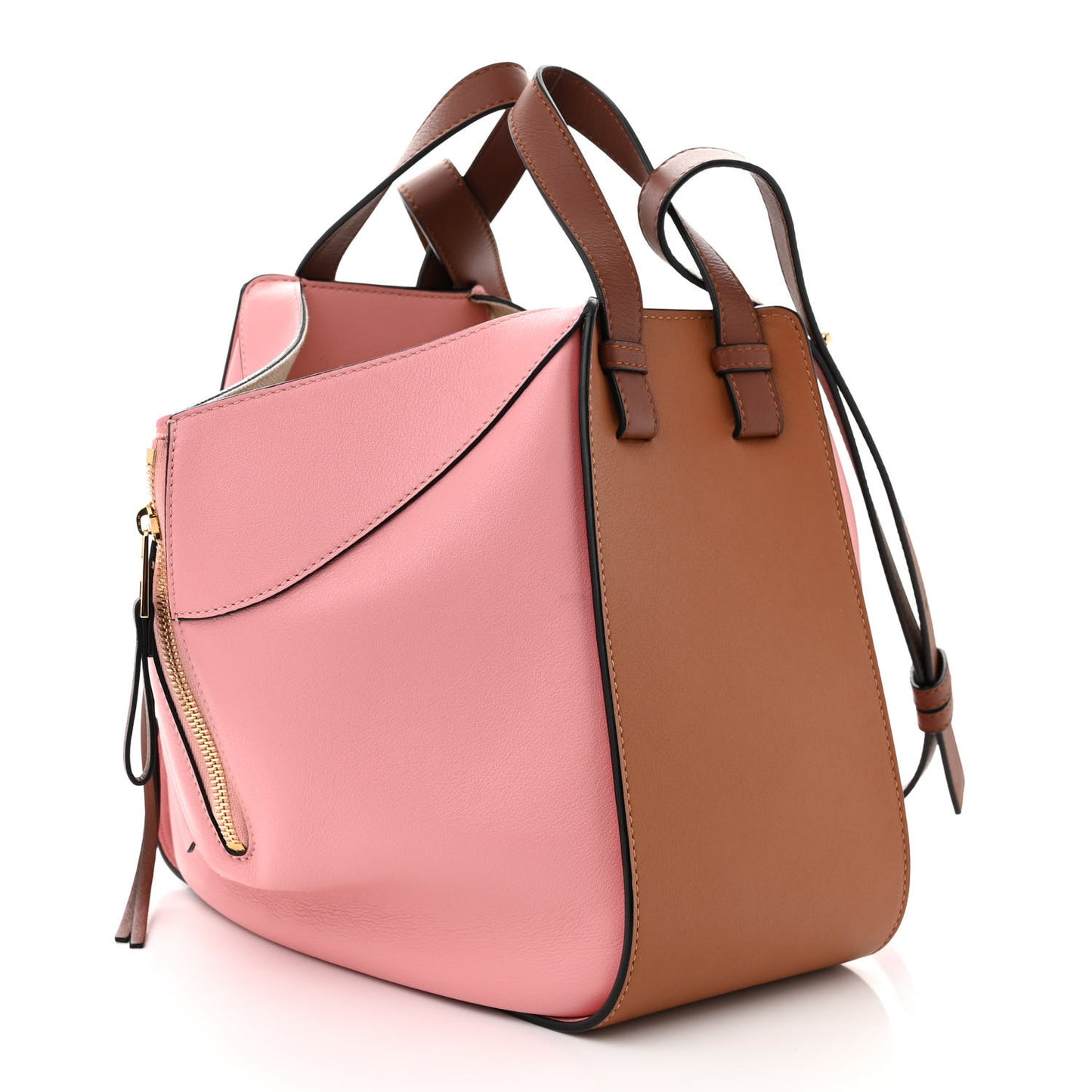 Calfskin Small Hammock Shoulder Bag Pastel Pink Tan