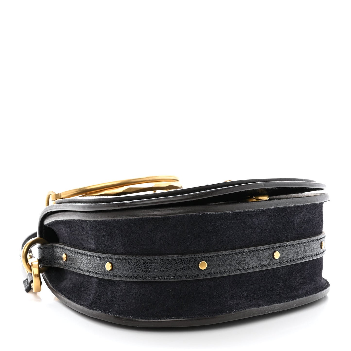 Calfskin Suede Small Nile Bracelet Bag Black