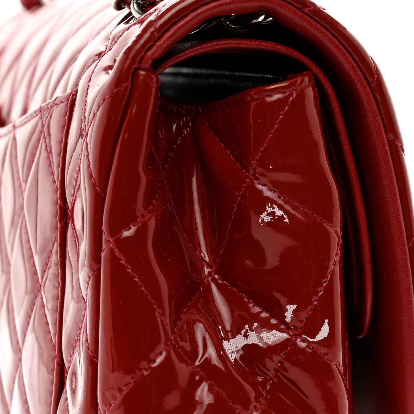 Patent Quilted Jumbo Double Flap Red