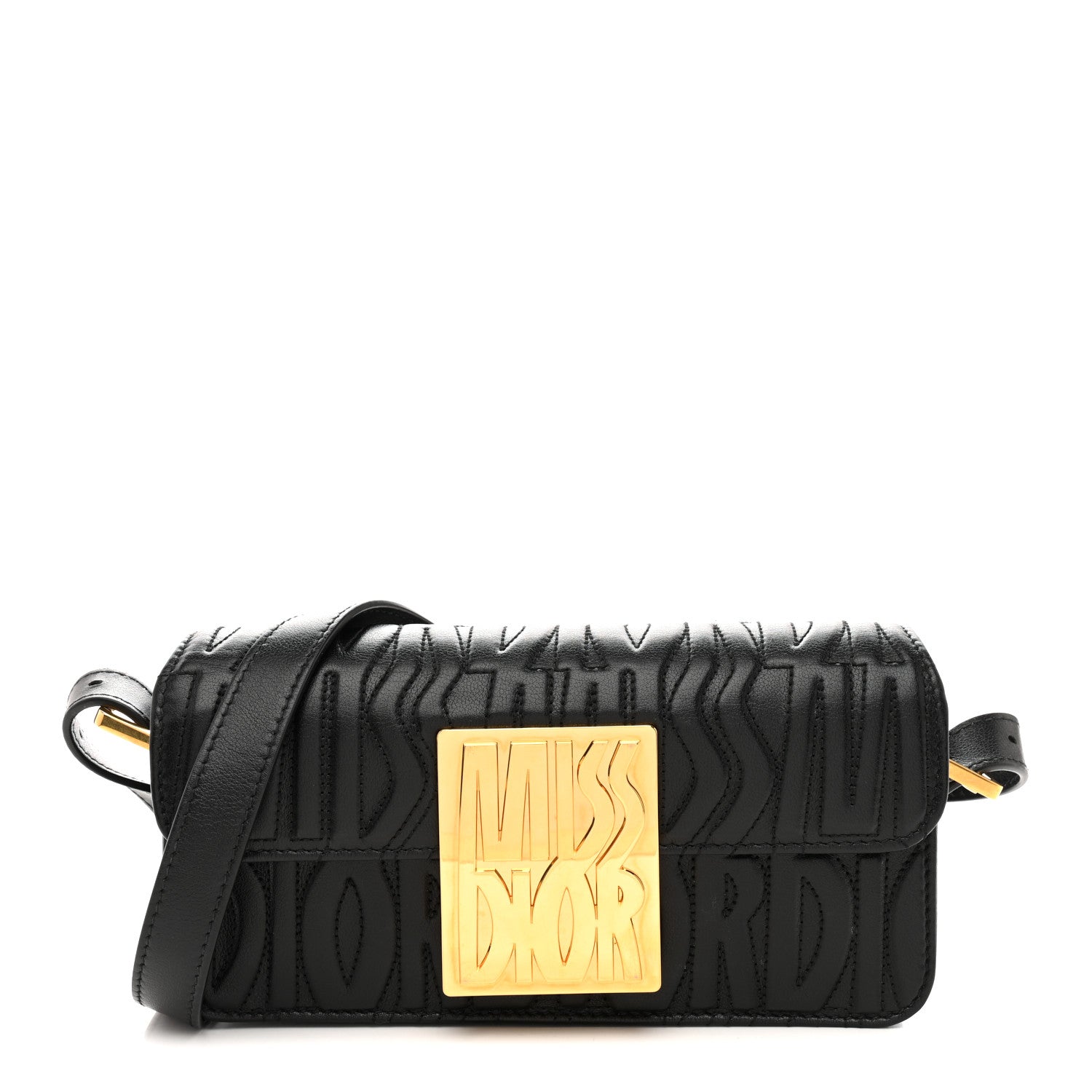 Christian Dior Calfskin Quilted All Over Miss Dior Flap Black