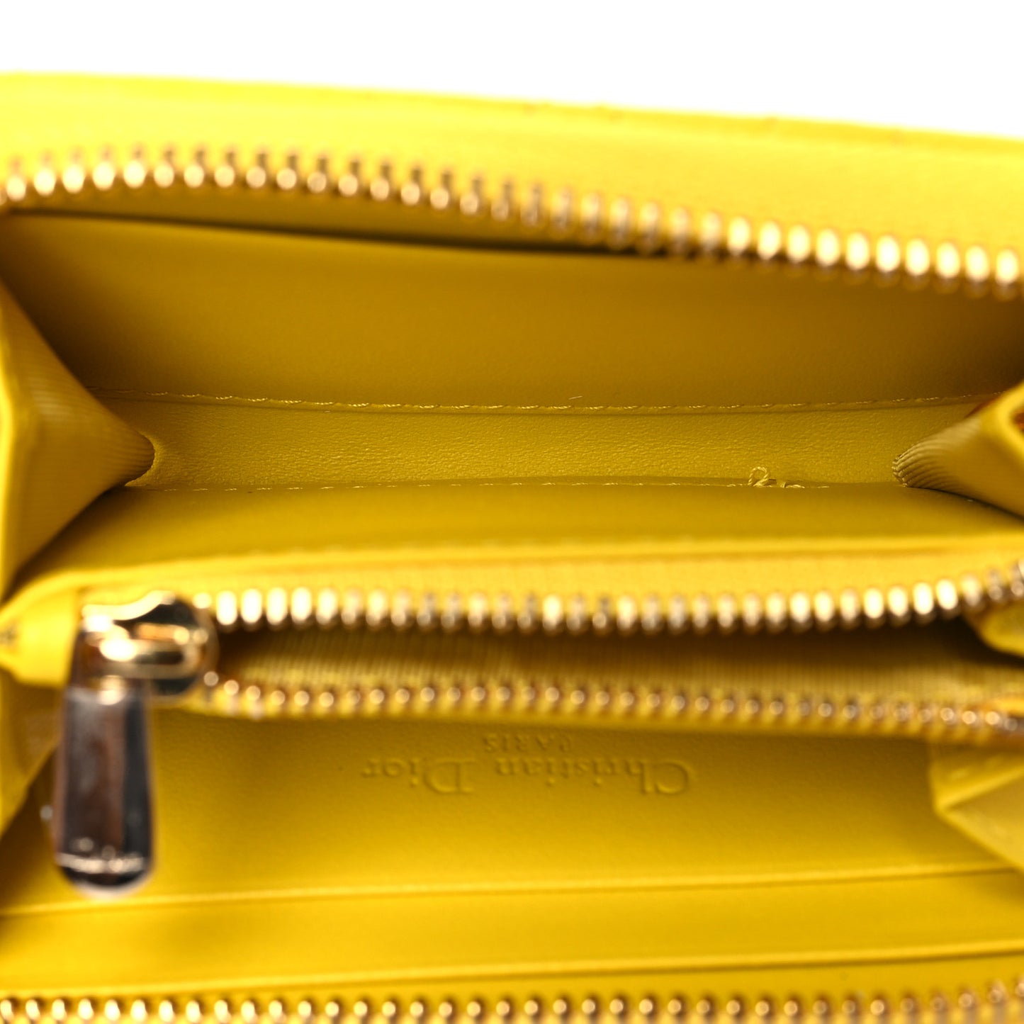 Lambskin Cannage Small Lady Dior Voyageur Coin Purse Yellow