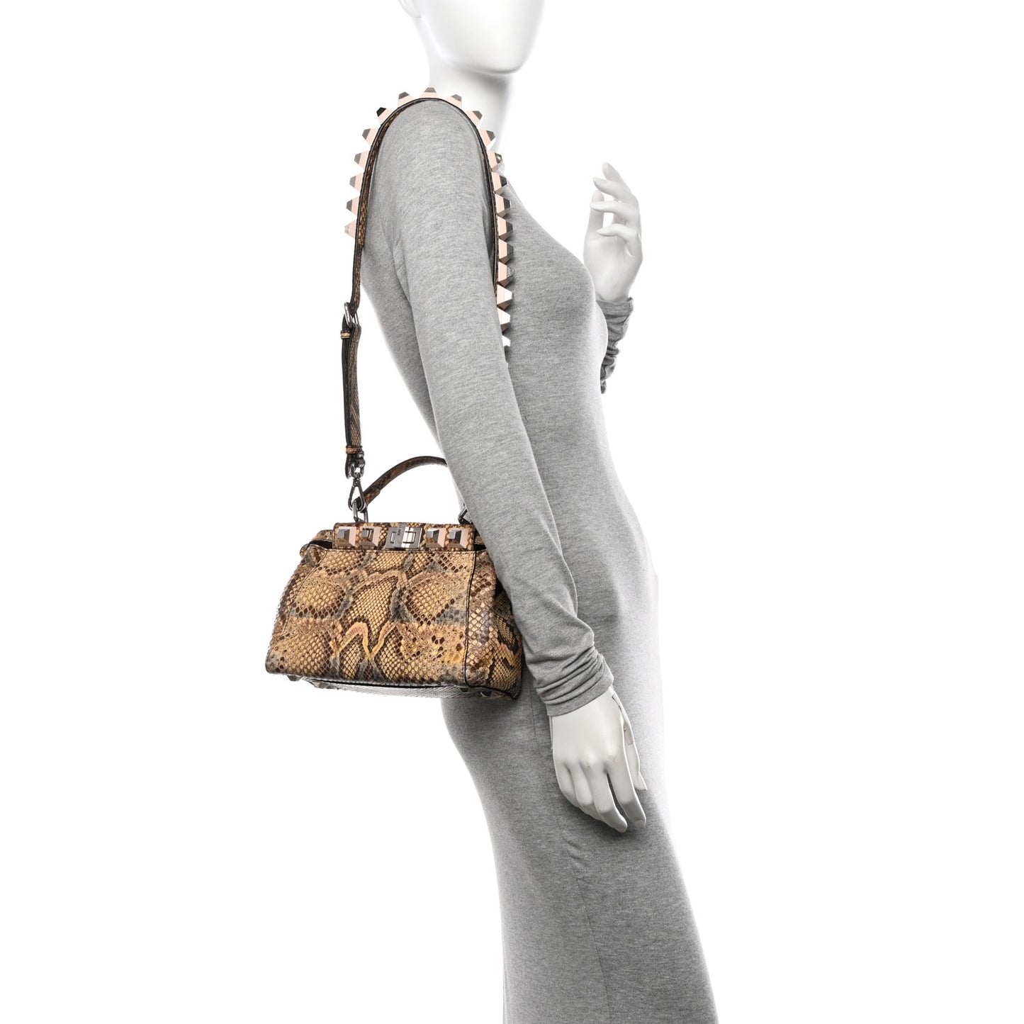 Snakeskin Studded Mini Peekaboo Iconic Satchel Multicolor