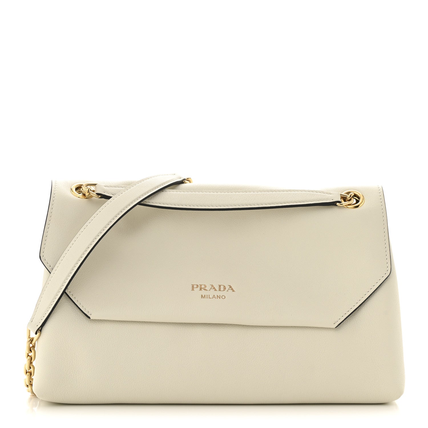 Prada Soft Grain Calfskin Medium Doux Shoulder Bag White 1738066