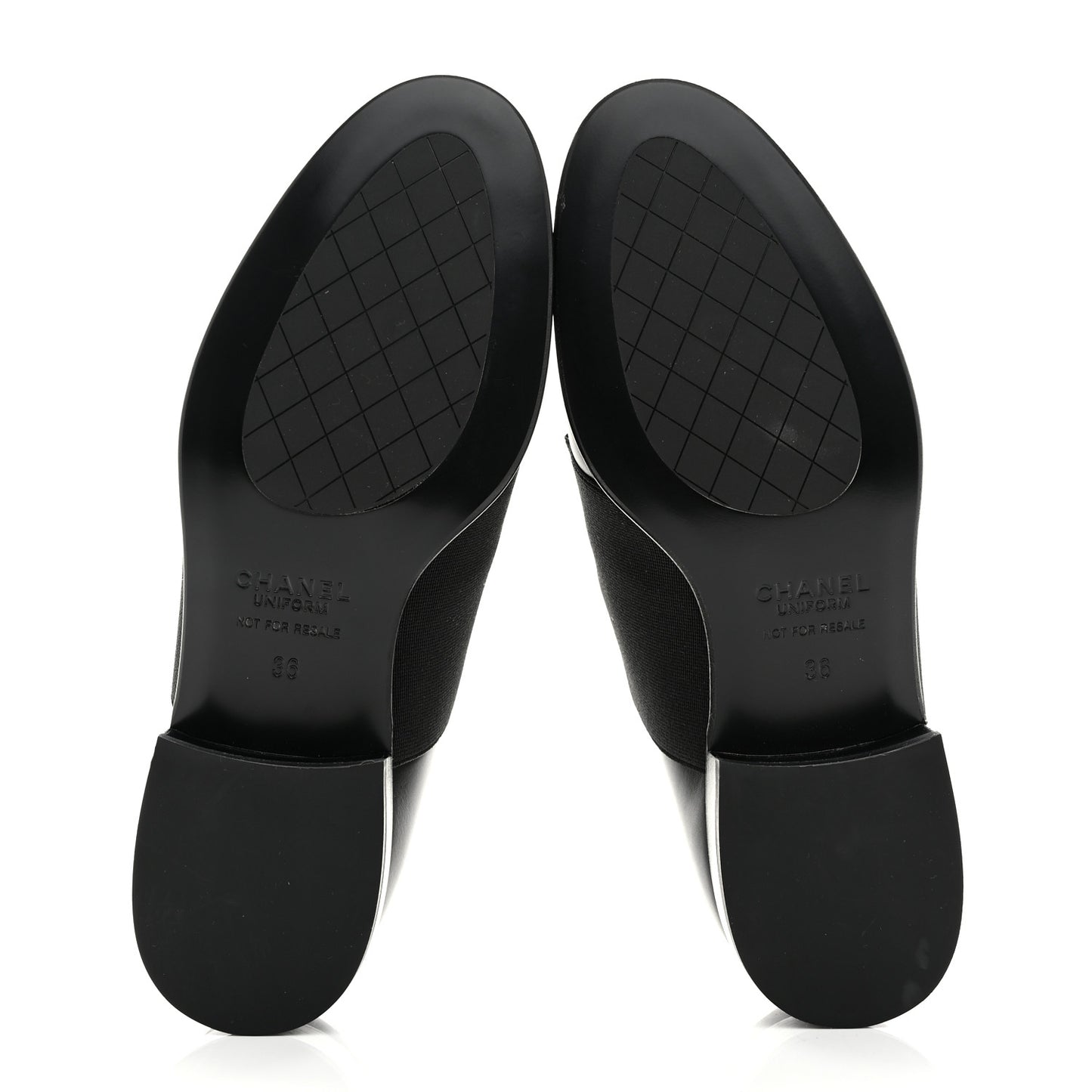 Calfskin Elastic Lace Up Cap Toe CC Loafers 36 Black