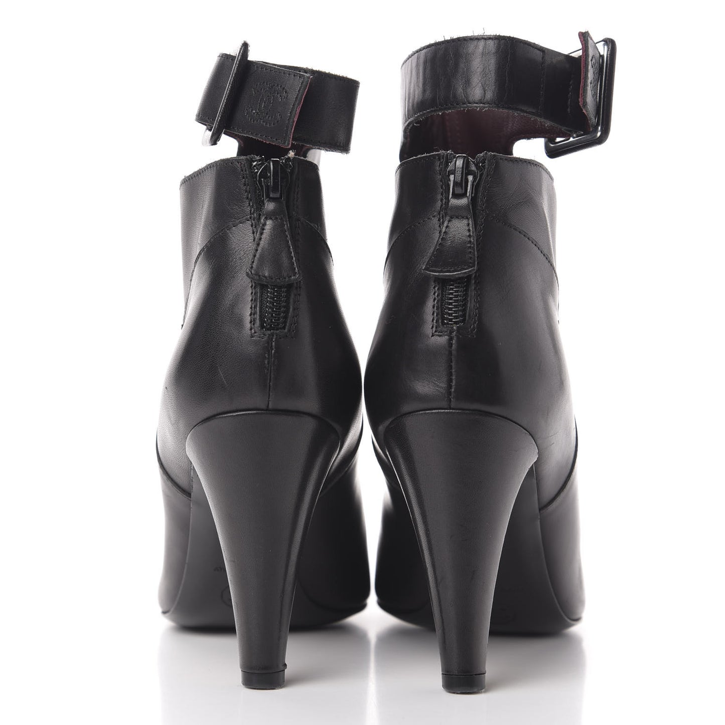 Lambskin Cap Toe Short Boots 39 Black Beige