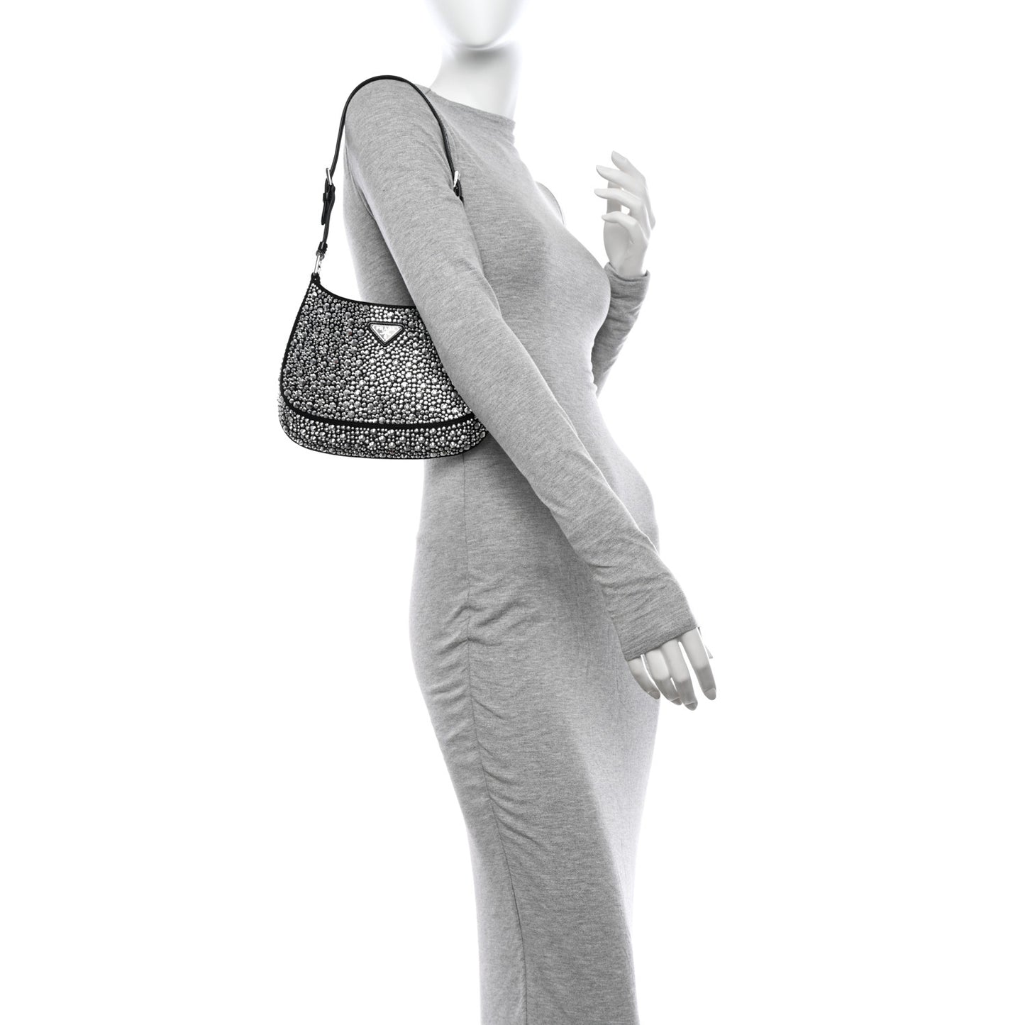 Satin Crystal Cleo Adjustable Strap Shoulder Bag Metal