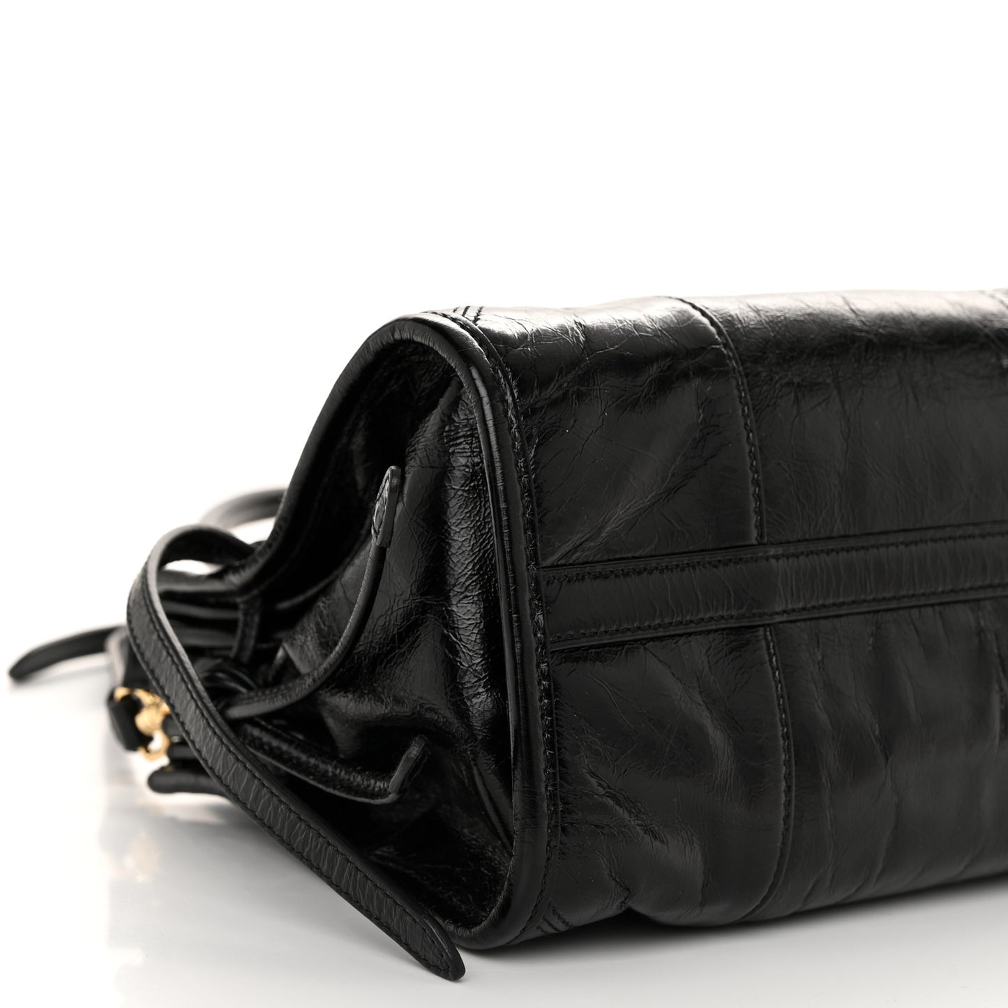 Shiny Nappa Medium Shoulder Bag Black