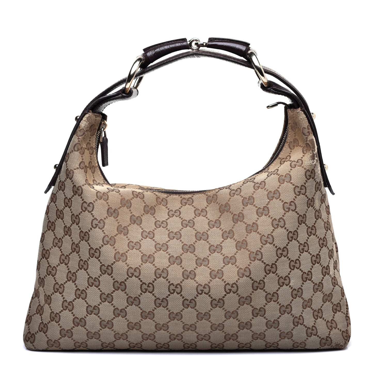 Monogram Medium Horsebit Chain Hobo Dark Brown