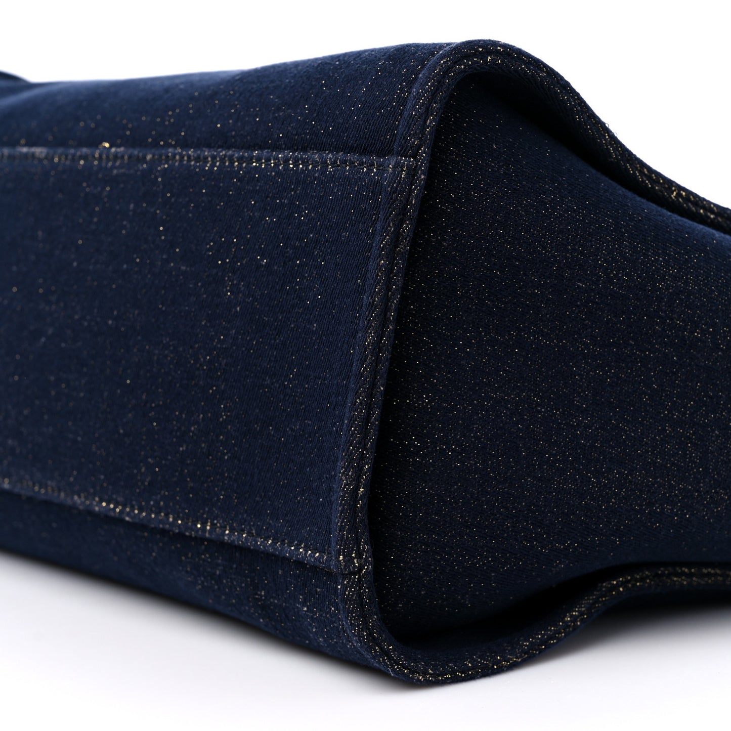 Lurex Canvas Medium Deauville Tote Navy Blue Gold