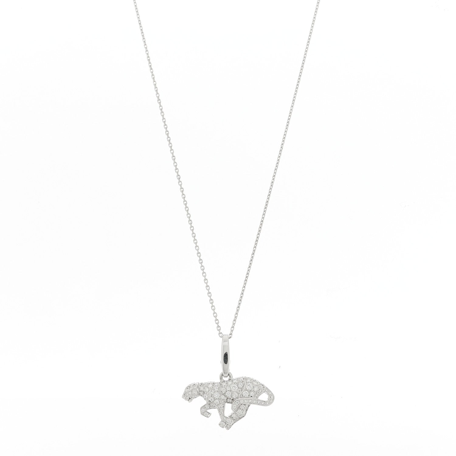 Cartier 18K White Gold Diamond Panthere De Cartier Pendant Necklace 1 of 6
