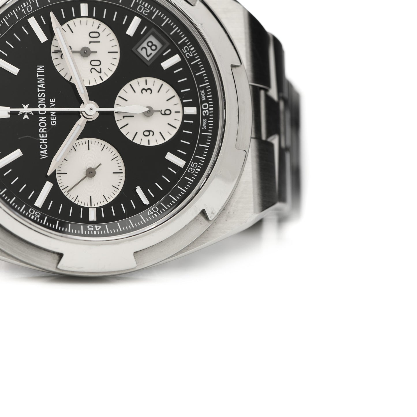 Stainless Steel 42.5mm Overseas Chronograph Automatic Watch Black 5500V/110A-B481