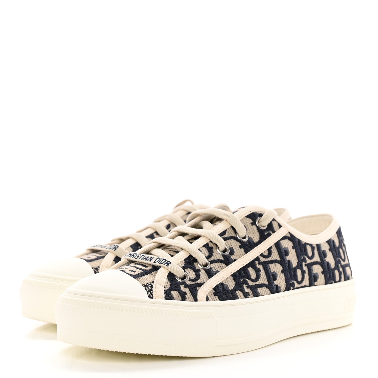 Canvas Oblique Walk'N'Dior Low Top Sneakers 37.5 Deep Blue