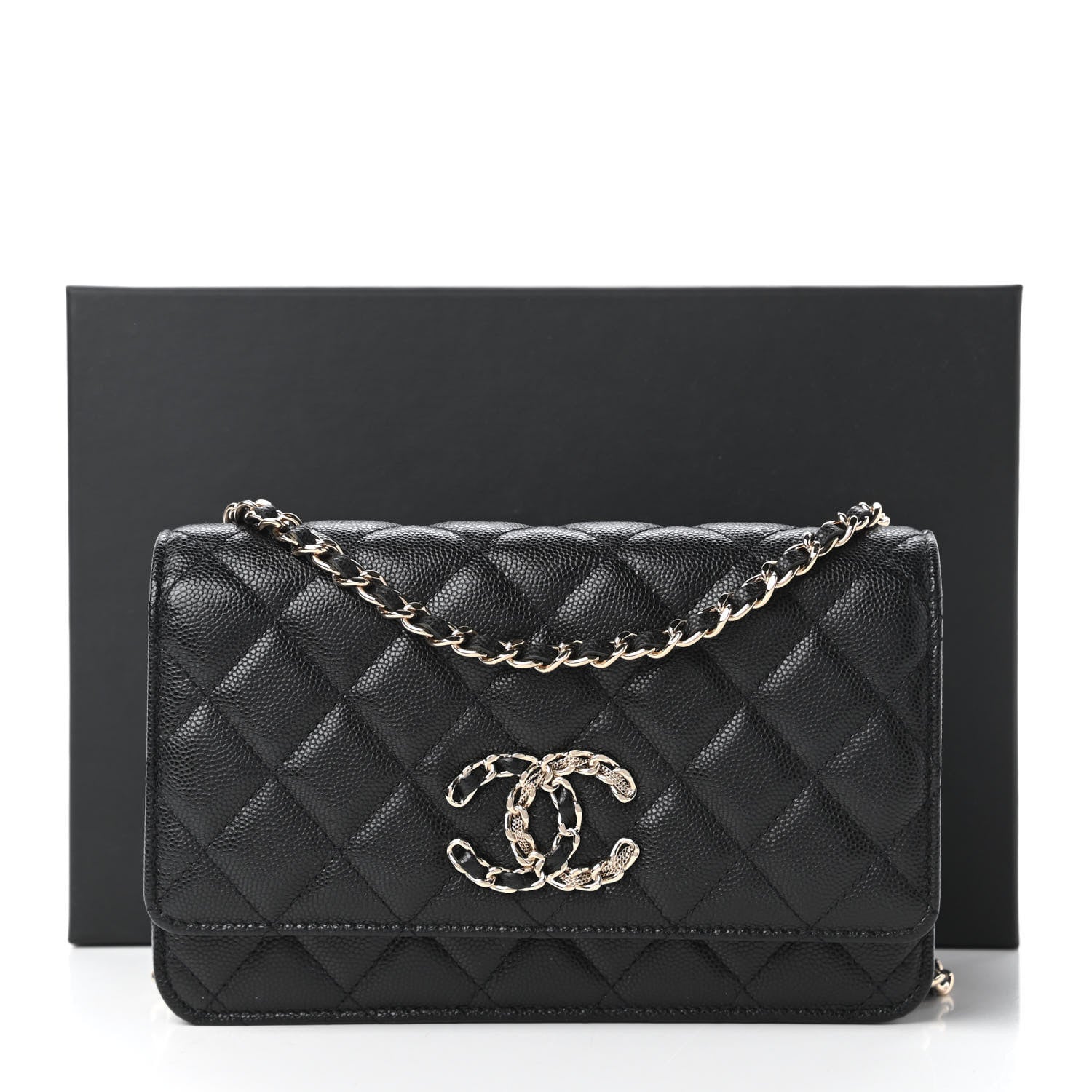 Chanel Caviar Quilted French New Wave Chain CC Wallet On Chain WOC Black 11 of 11