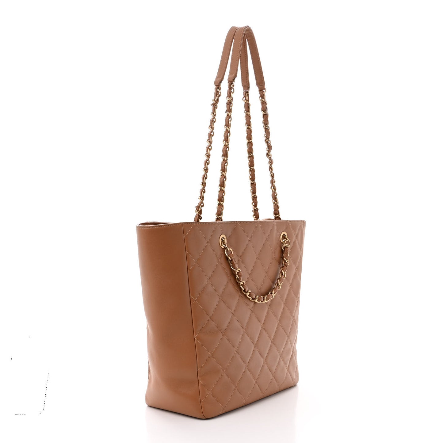 Calfskin Stitched Large Shopping Bag Brown