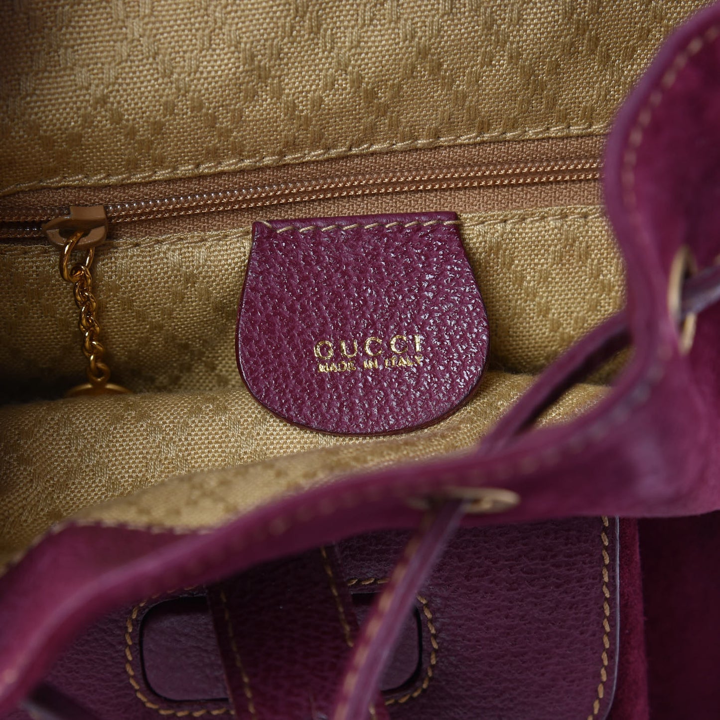 Suede Calfskin Bamboo Backpack Purple