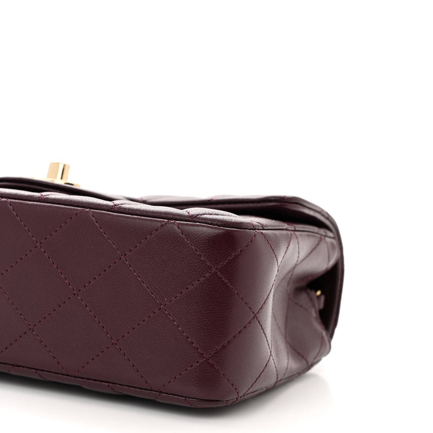 Lambskin Quilted Mini Rectangular Flap Burgundy