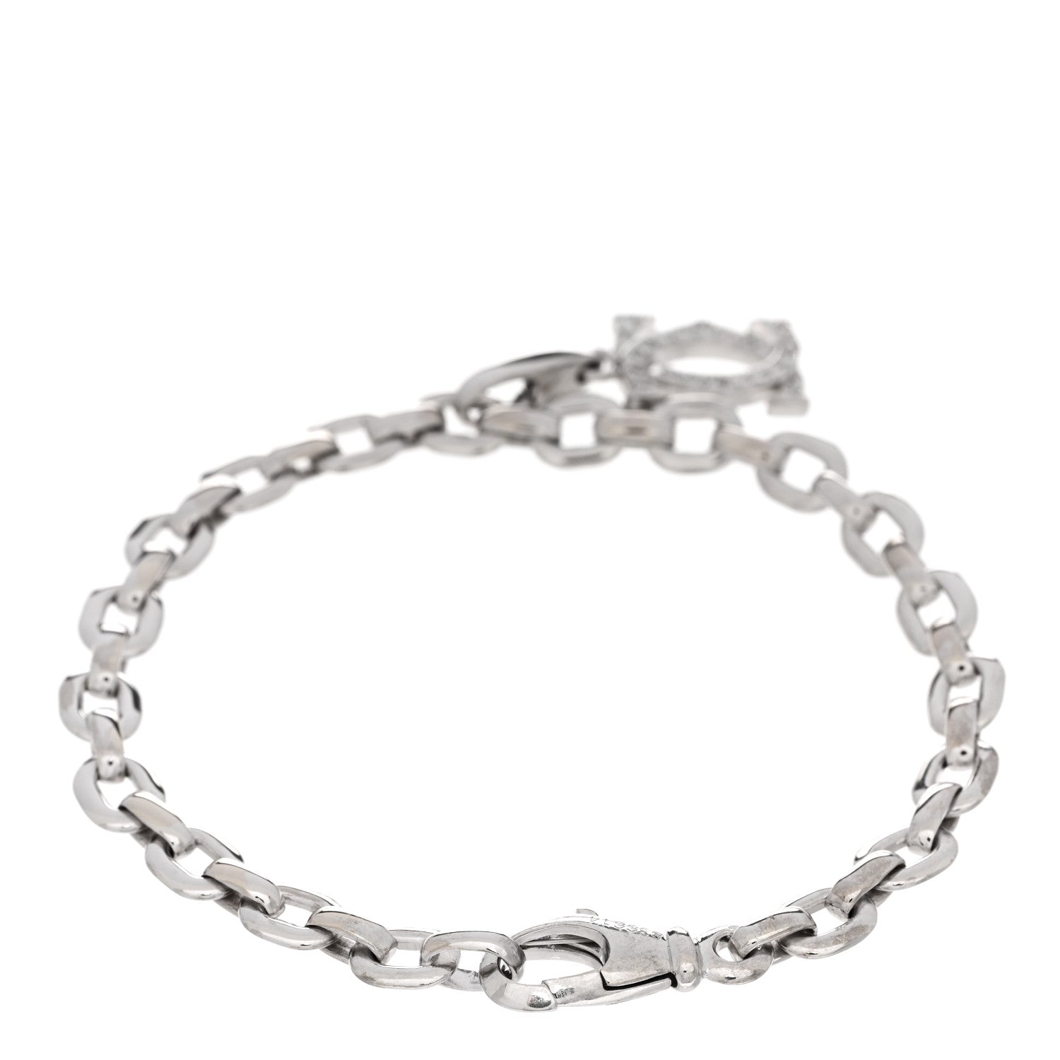 Cartier 18K White Gold Diamond Double C Penelope Charm Bracelet 2 of 3