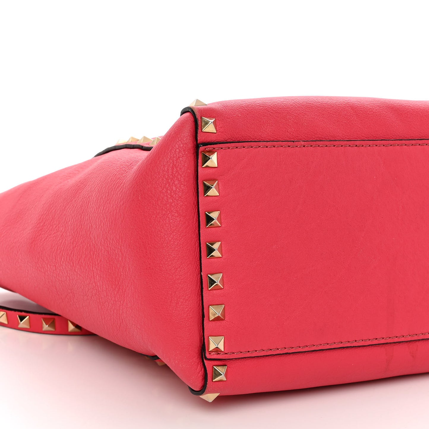 Vitello Rockstud Double Handle Tote Deep Rose