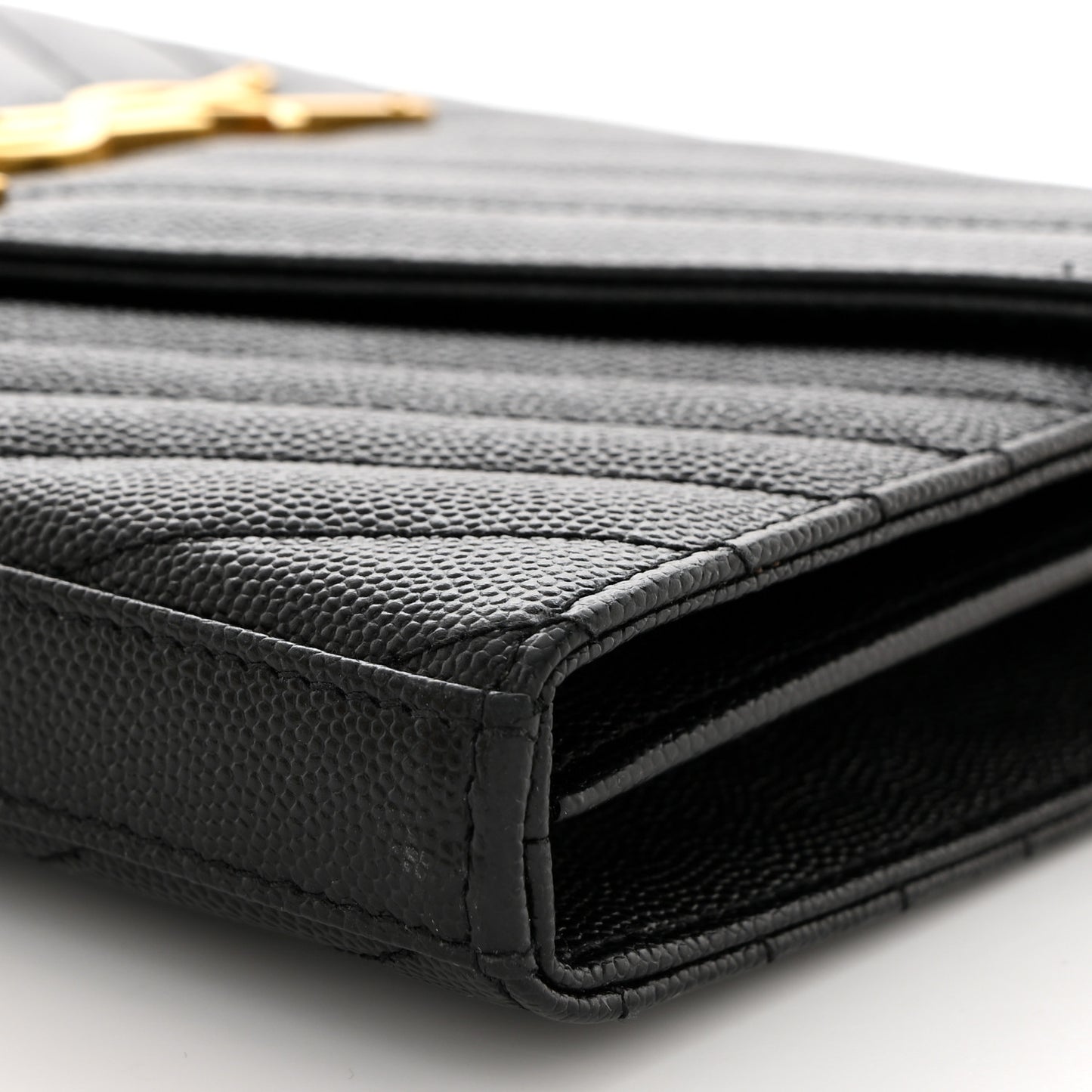 Grain De Poudre Matelasse Chevron Monogram Chain Wallet Black