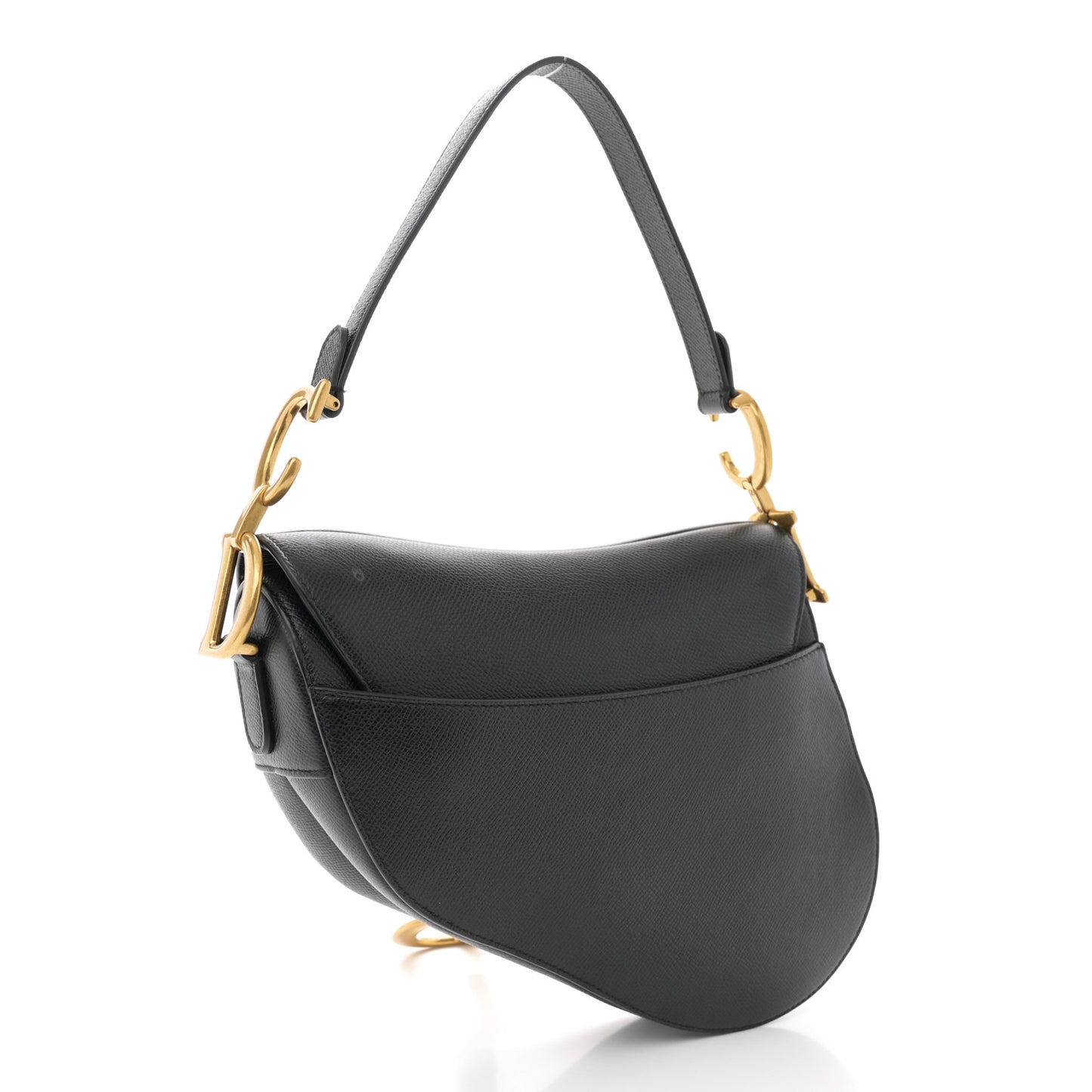Grained Calfskin Saddle Bag Black
