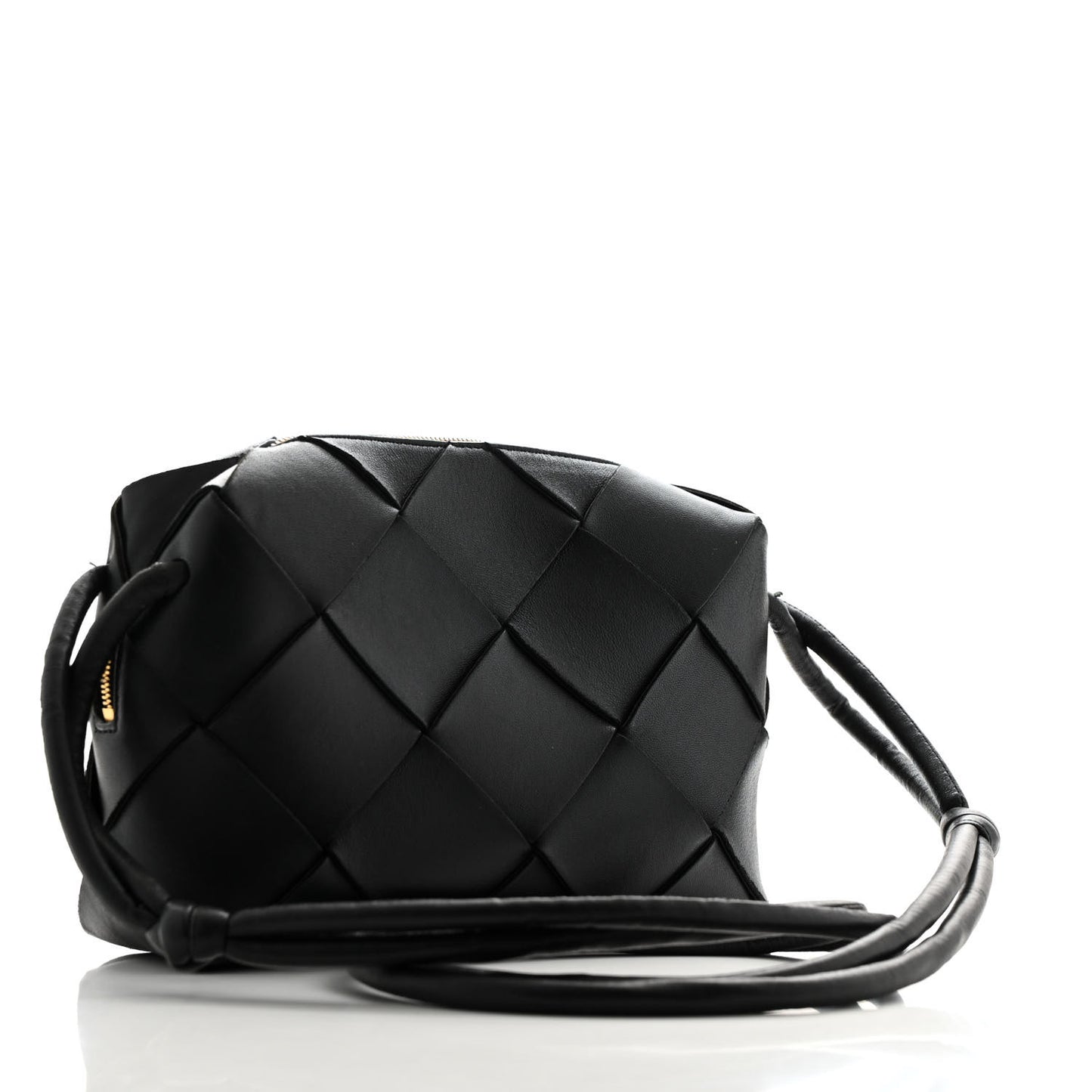 Lambskin Maxi Intrecciato Small Cassette Camera Bag Black