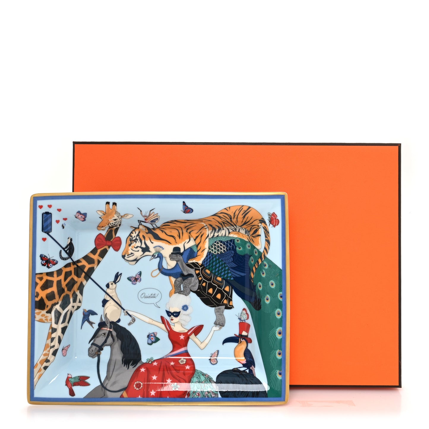 Porcelain Hermes Story Change Tray Bleu Gris