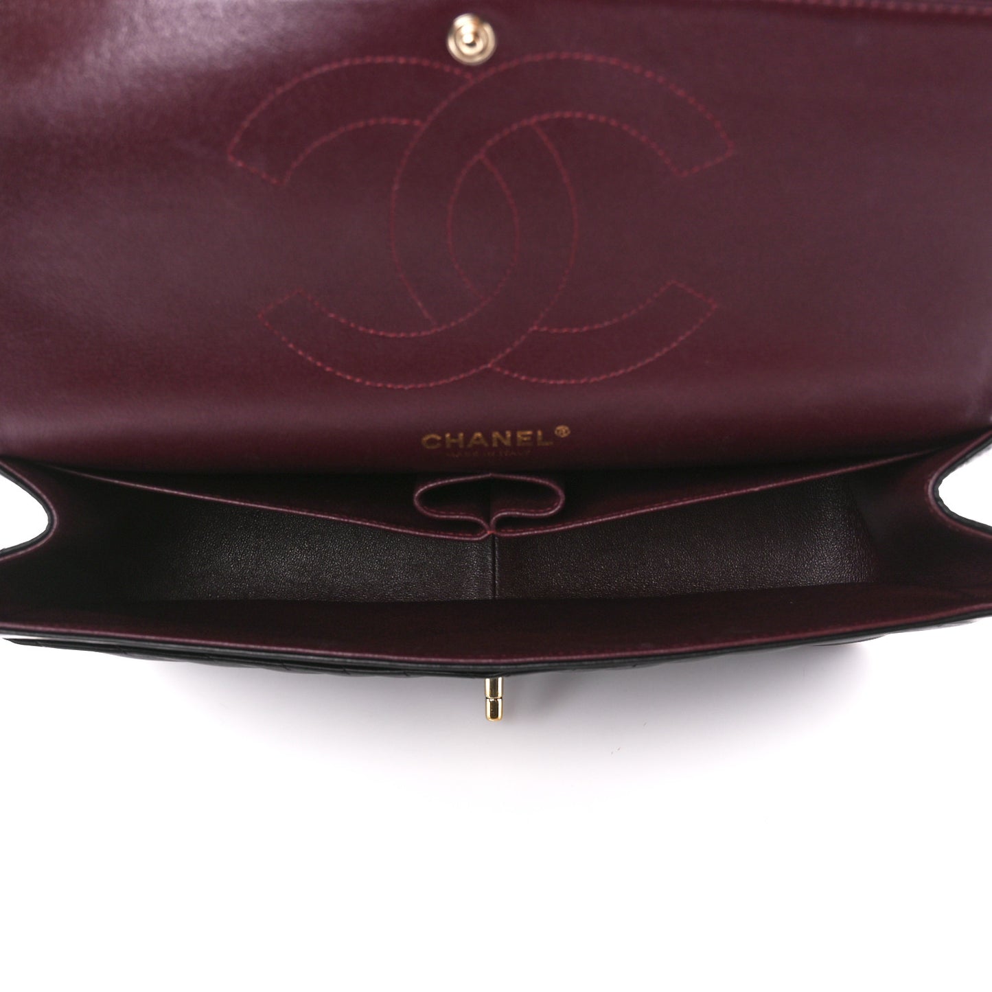 Lambskin Chevron Quilted Jumbo Double Flap Black