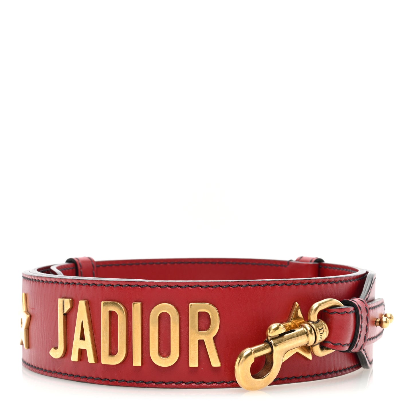 Calfskin Studded J'Adior Shoulder Strap Deep Red