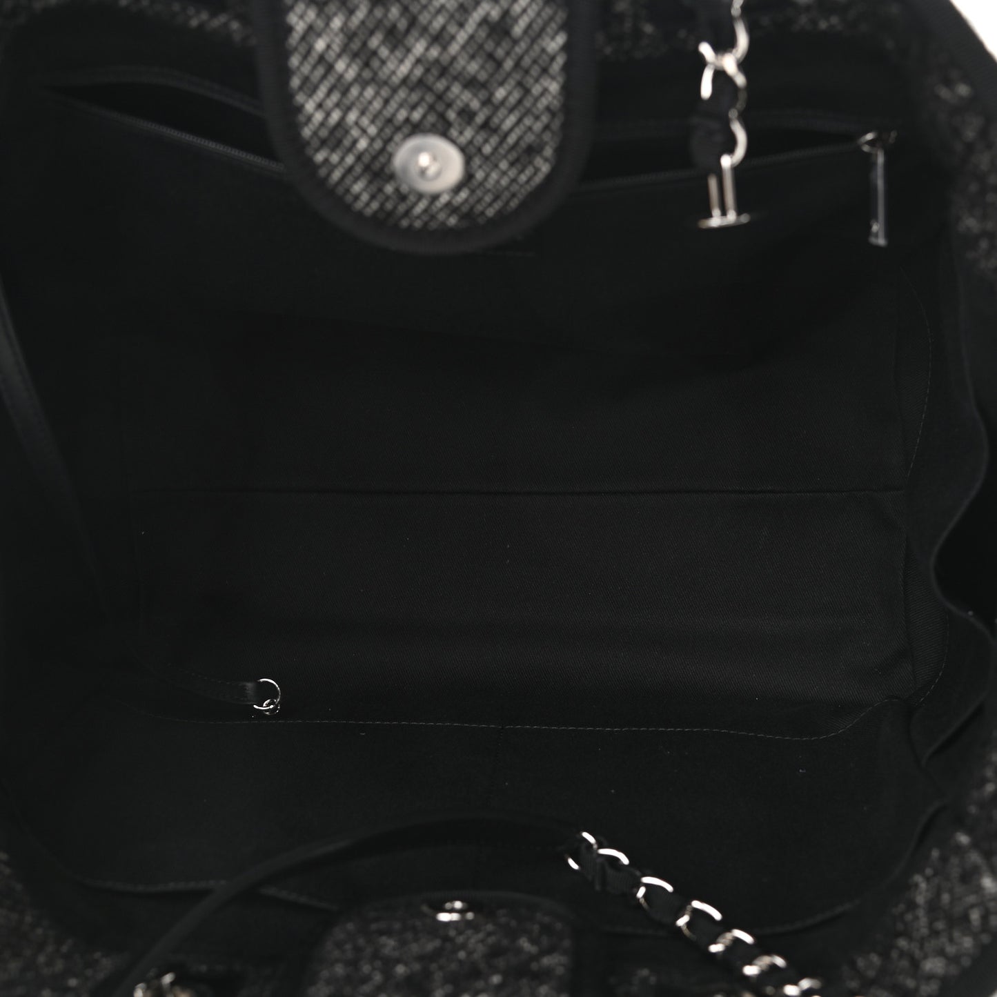 Mixed Fibers Calfskin Medium Deauville Tote Black