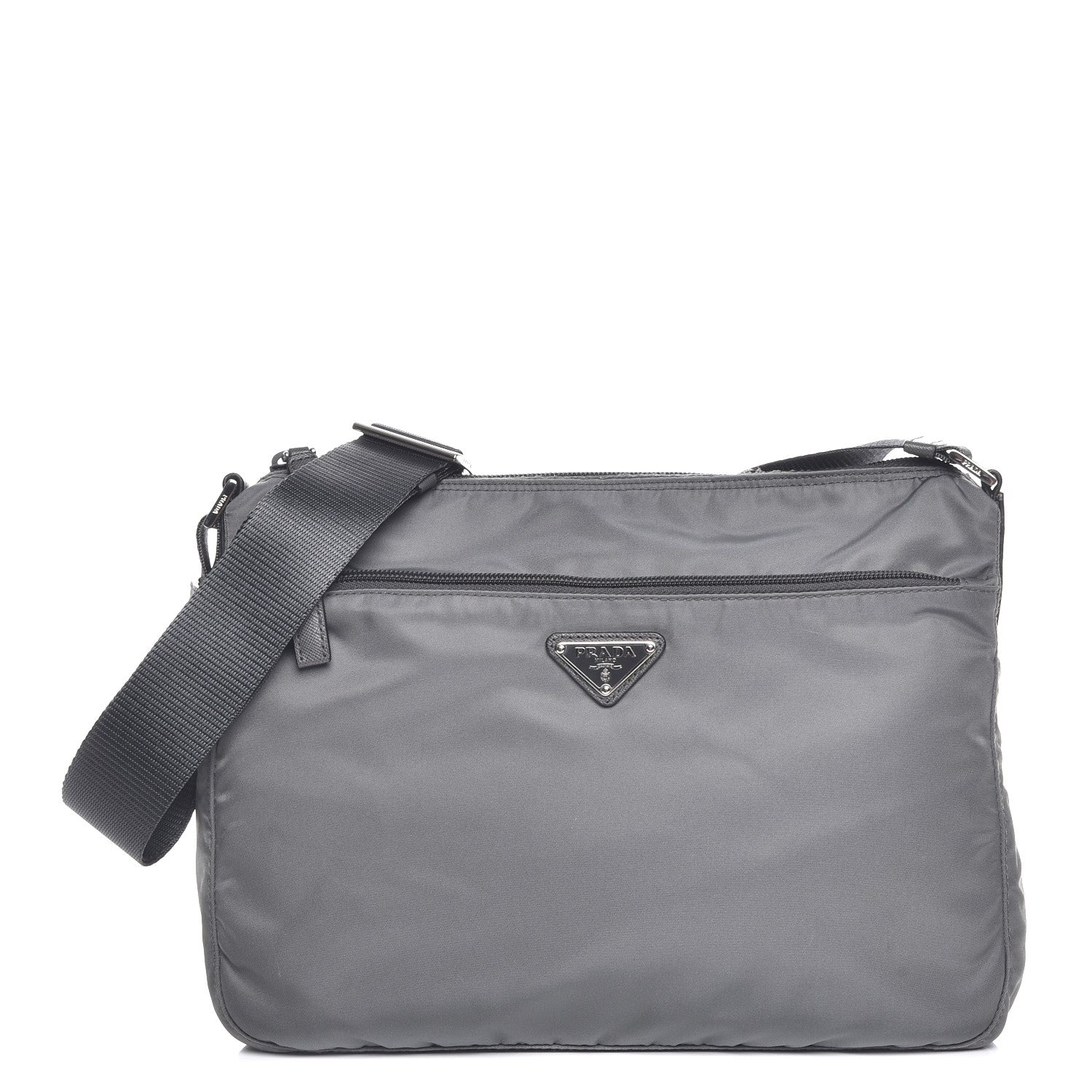 Prada Nylon Vela Flat Messenger Bag Grey 231997 – FASHIONPHILE