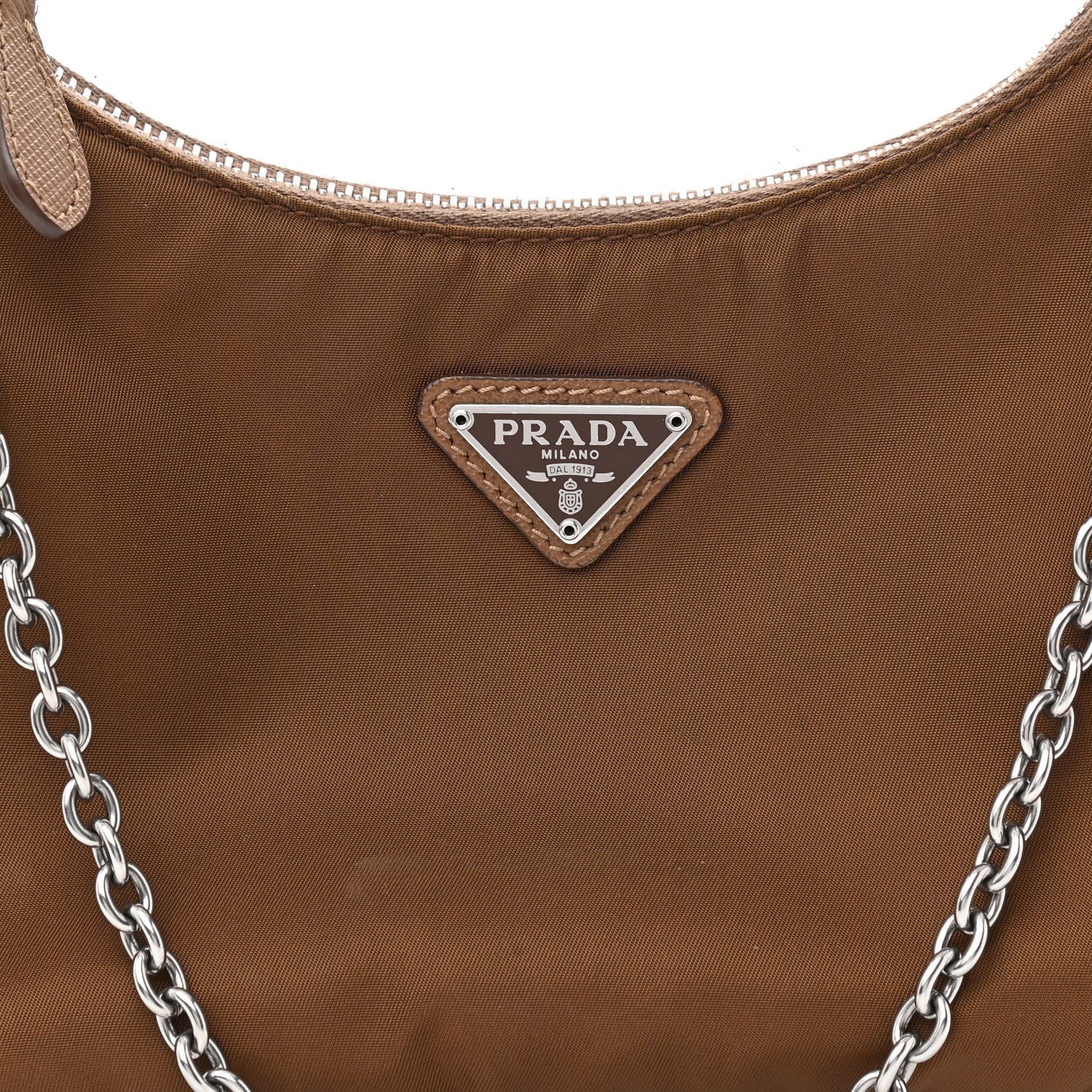 Prada Tessuto Nylon Saffiano Re-Edition 2005 Shoulder Bag Cacao 11 of 16