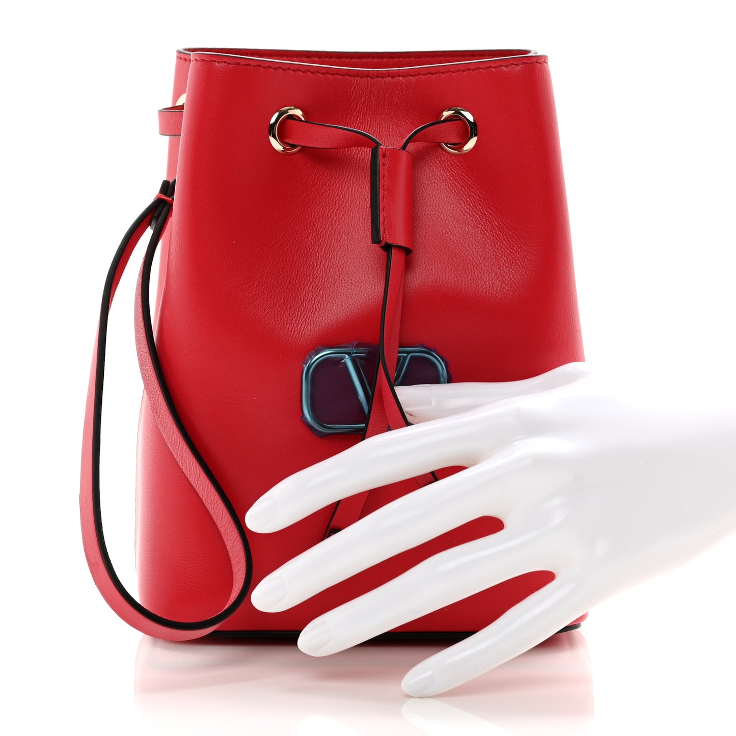 Nappa Mini Vlogo Bucket Bag Rouge Pur