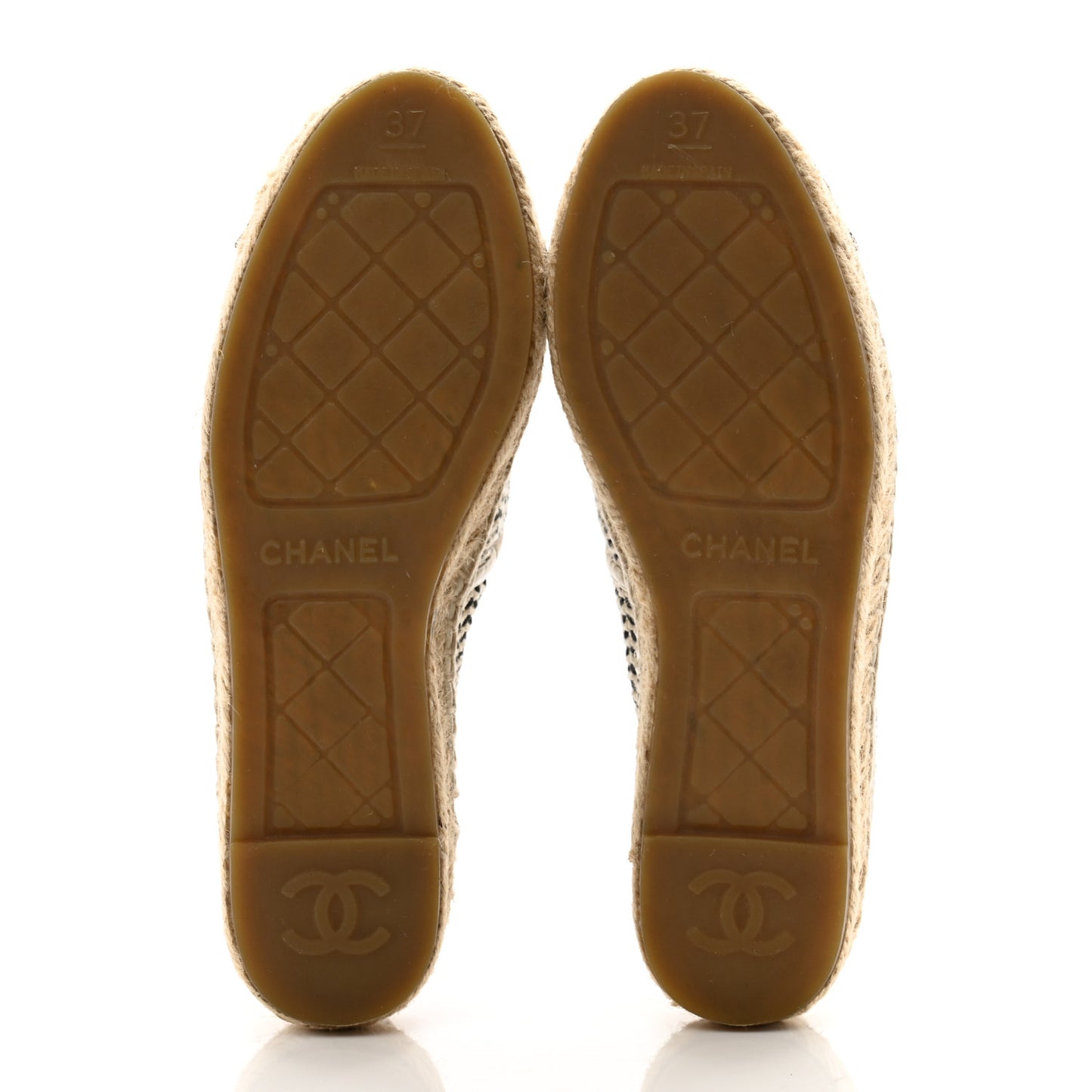 Mesh Grosgrain CC Espadrilles 37 Beige Black