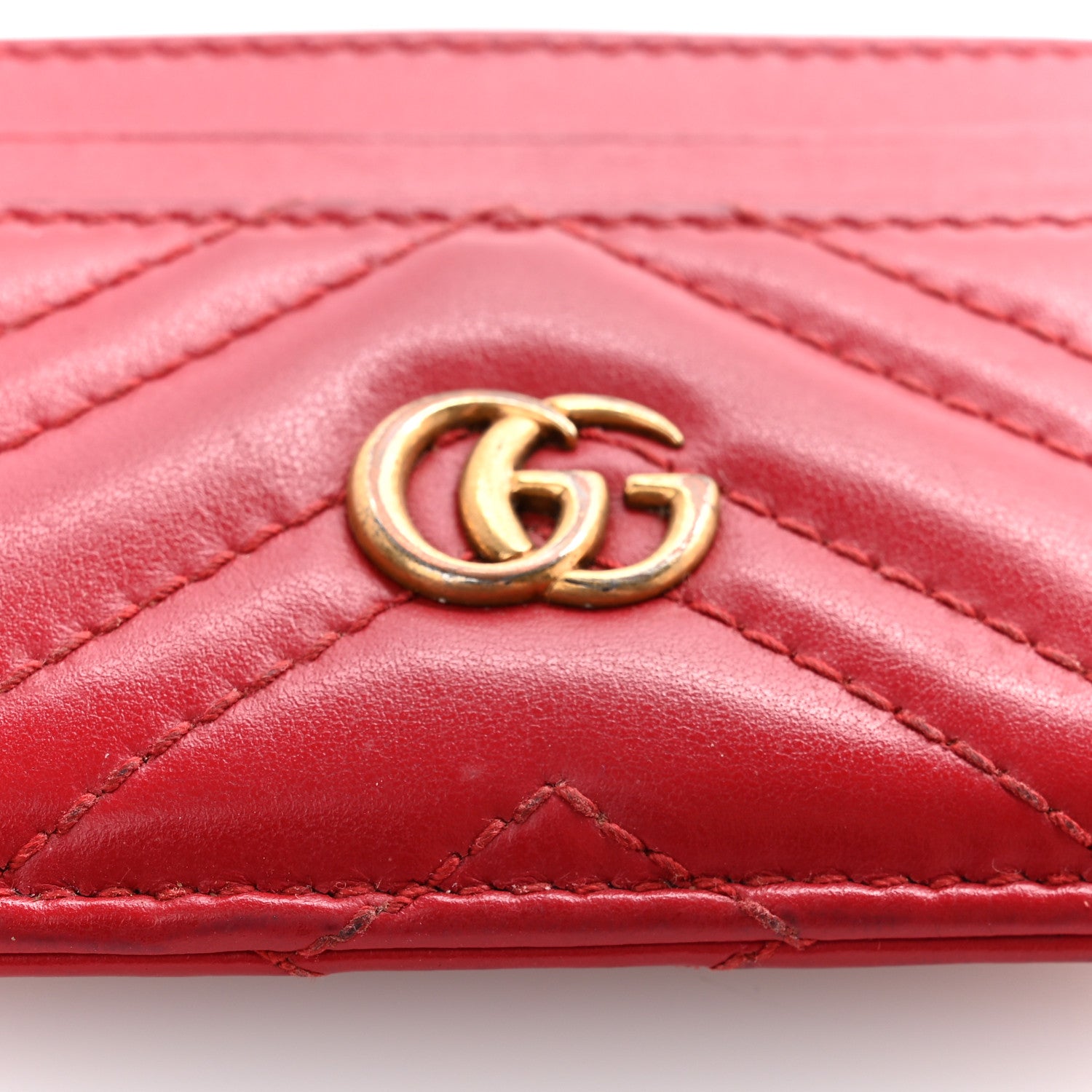 Gucci Calfskin Matelasse GG Marmont Card Holder Hibiscus Red 12 of 18