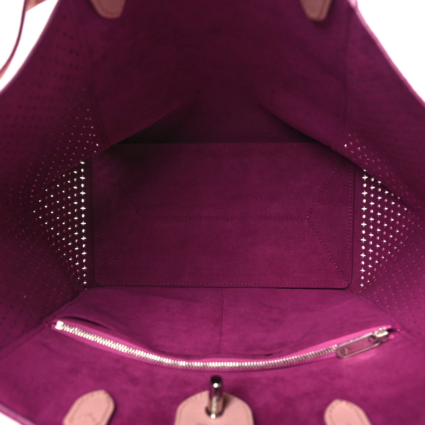 Calfskin Perforated Lockme Cabas Rose Poudre Creme