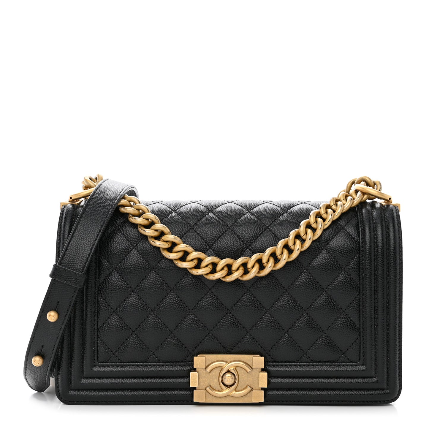 Caviar Quilted Medium Boy Flap Black
