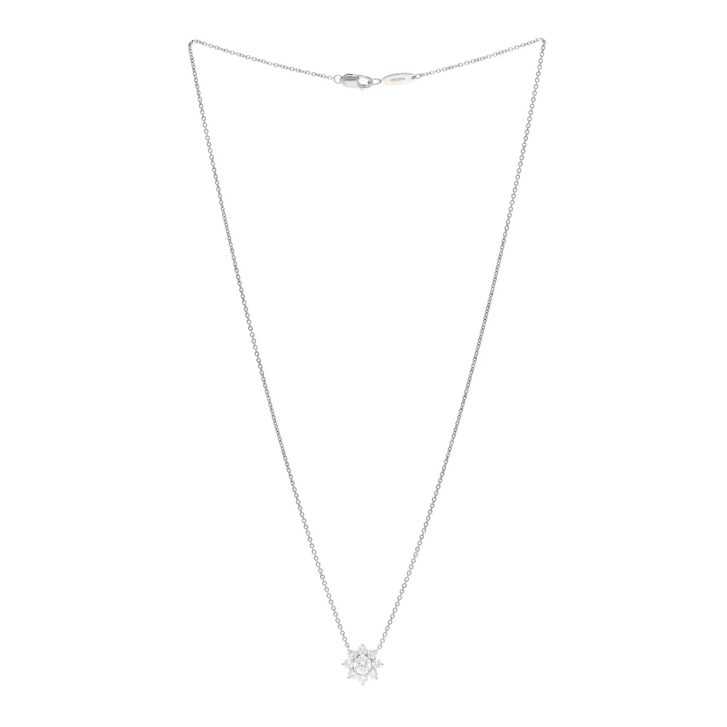 Platinum Diamond Petite Sunflower Pendant Necklace