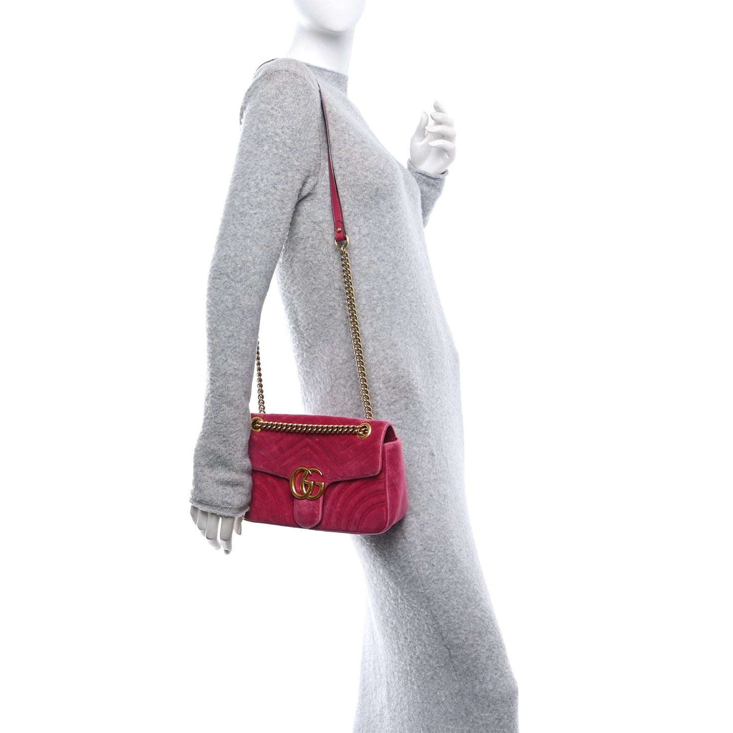Velvet Matelasse Small GG Marmont Shoulder Bag Light Raspberry Rose