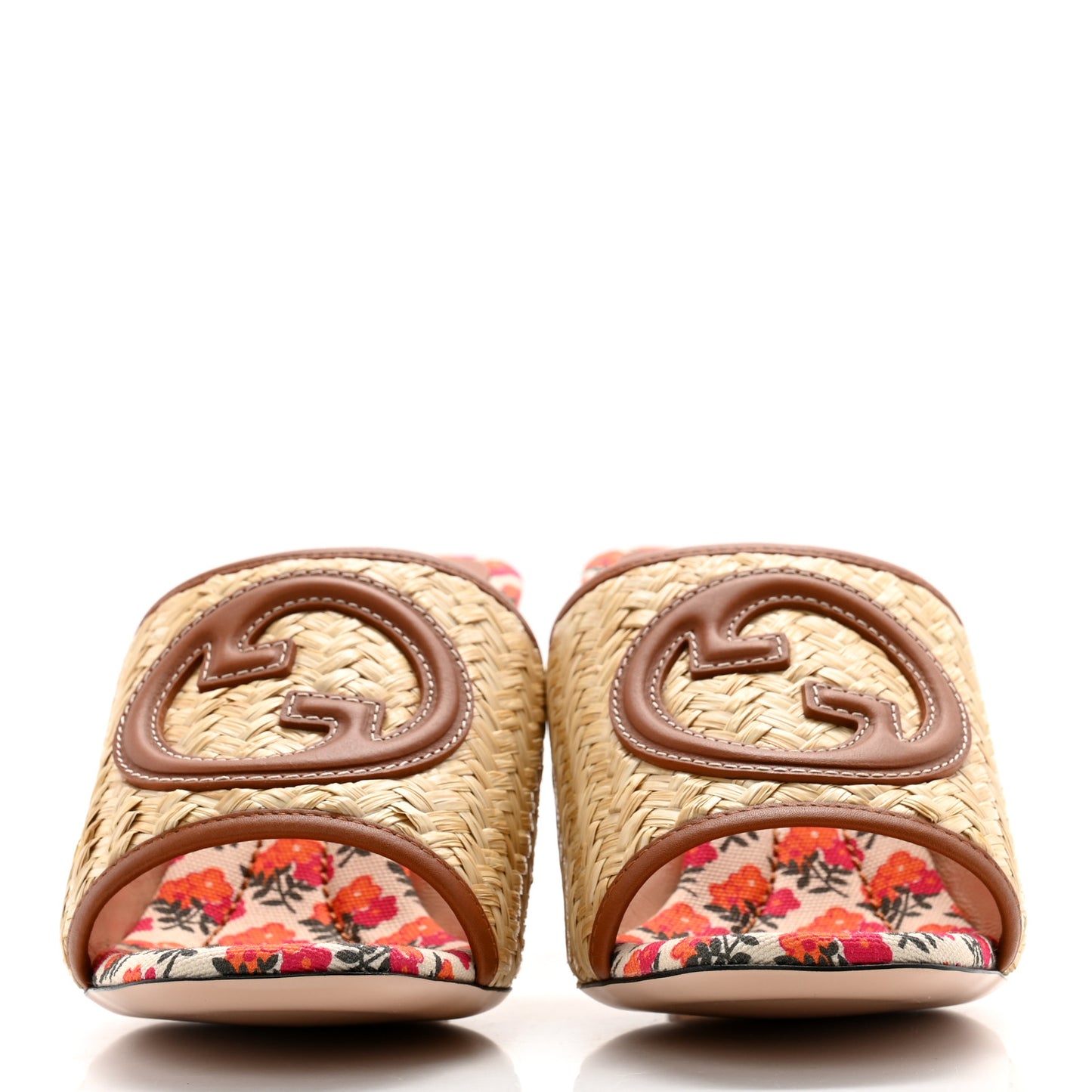 Raffia Malaga Kid Interlocking G Mabel Sandals 39.5 Natural