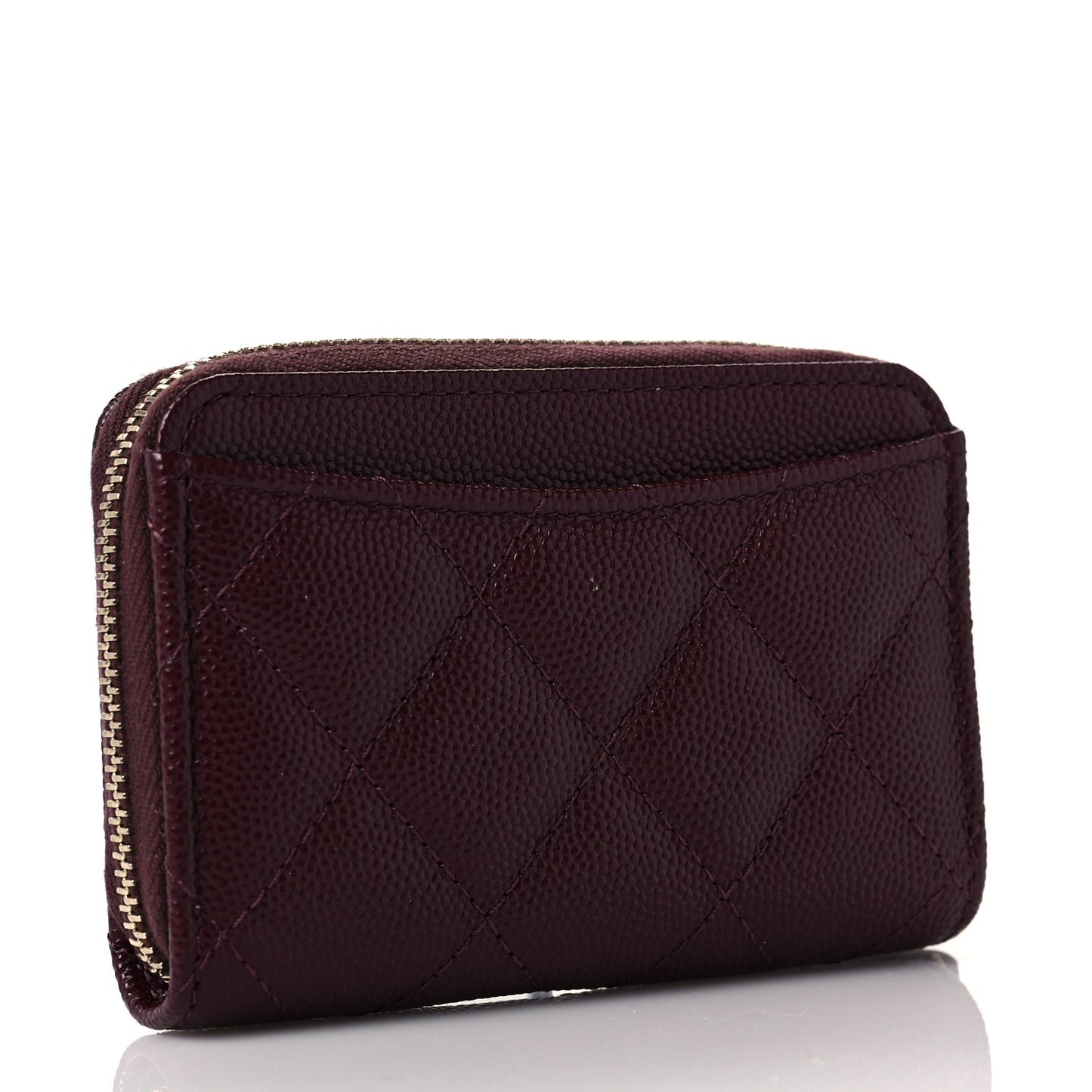 Caviar Quilted Zip Around Coin Purse Burgundy