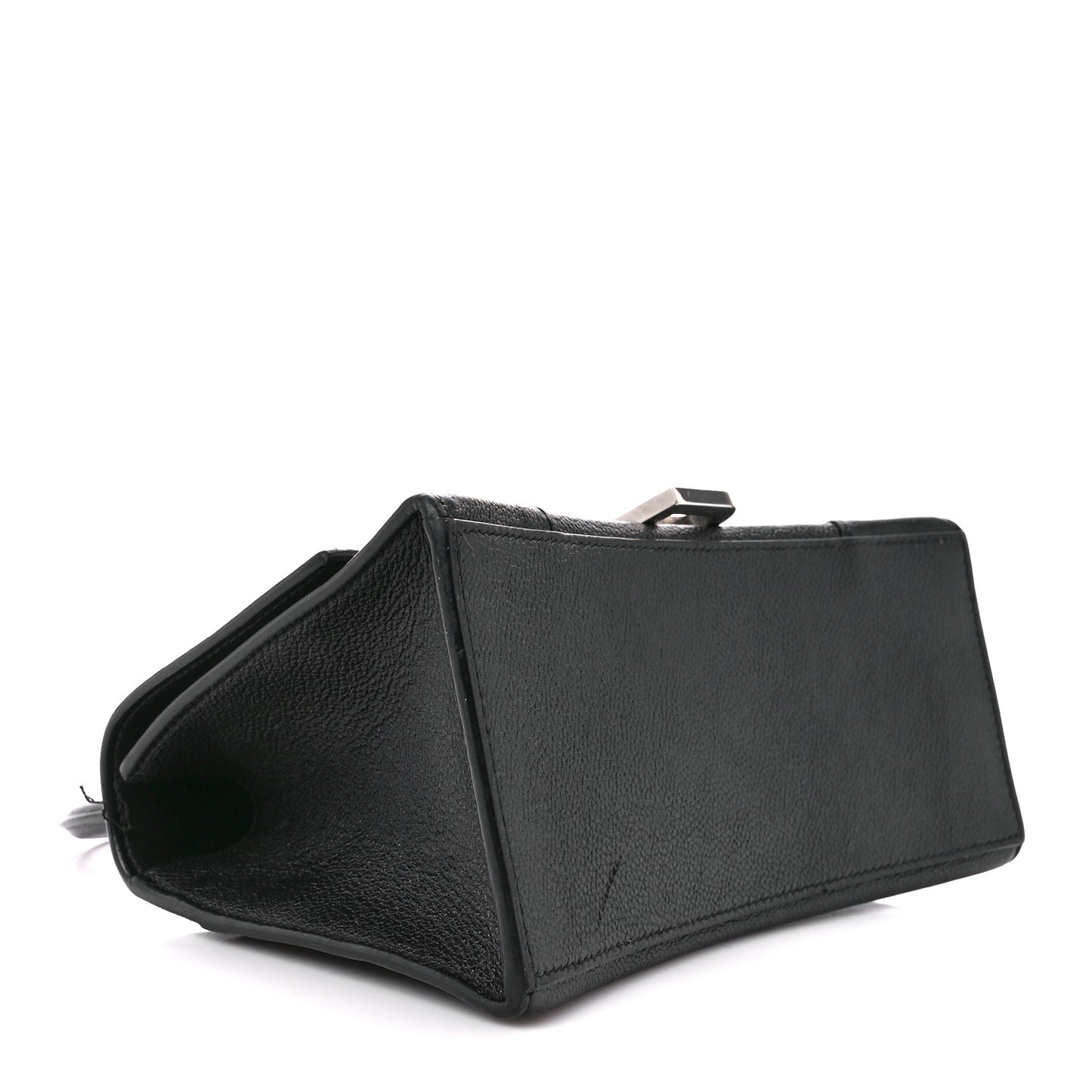 Grained Calfskin Small Hourglass Top Handle Bag Black