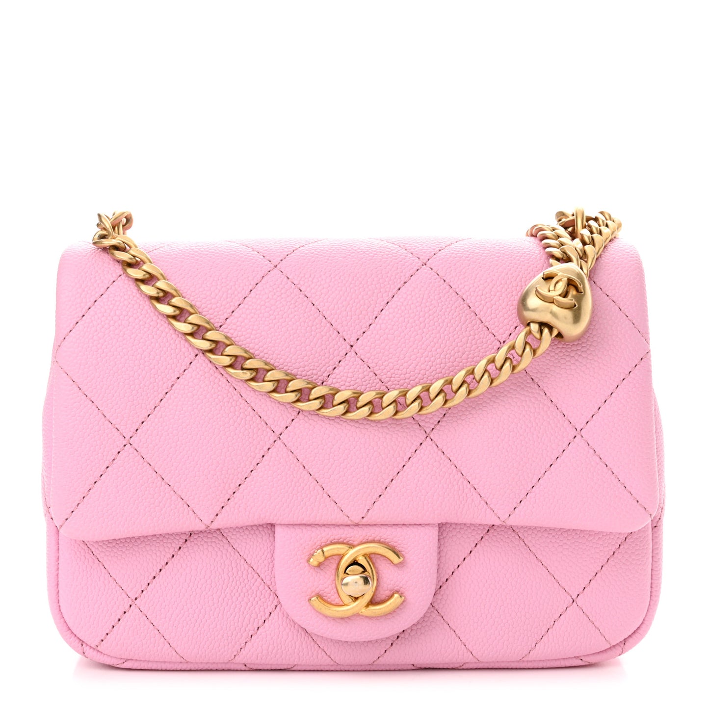 Caviar Quilted Mini Sweetheart Flap Lilac
