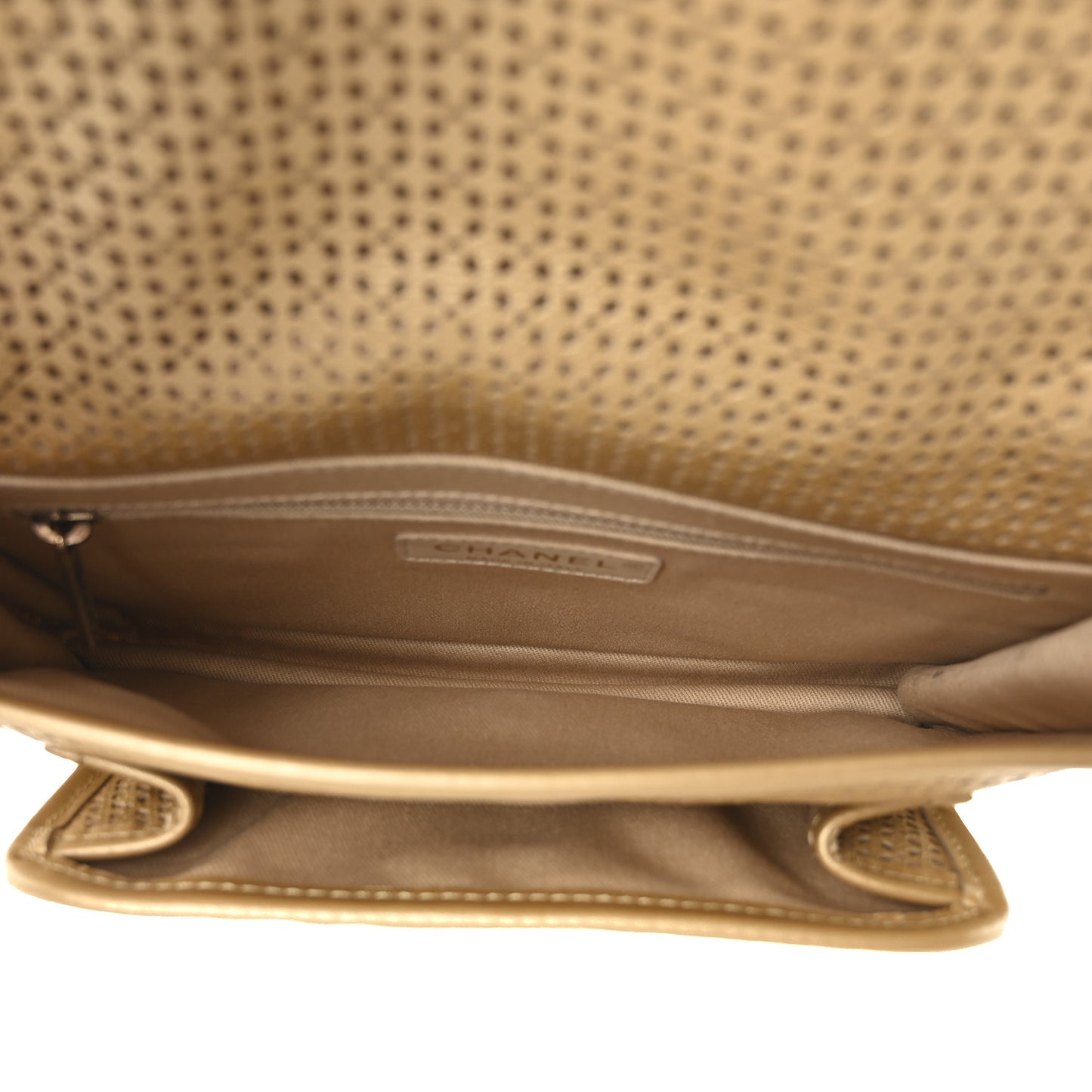 Metallic Perforated Calfskin Small Up In The Air Flap Gold