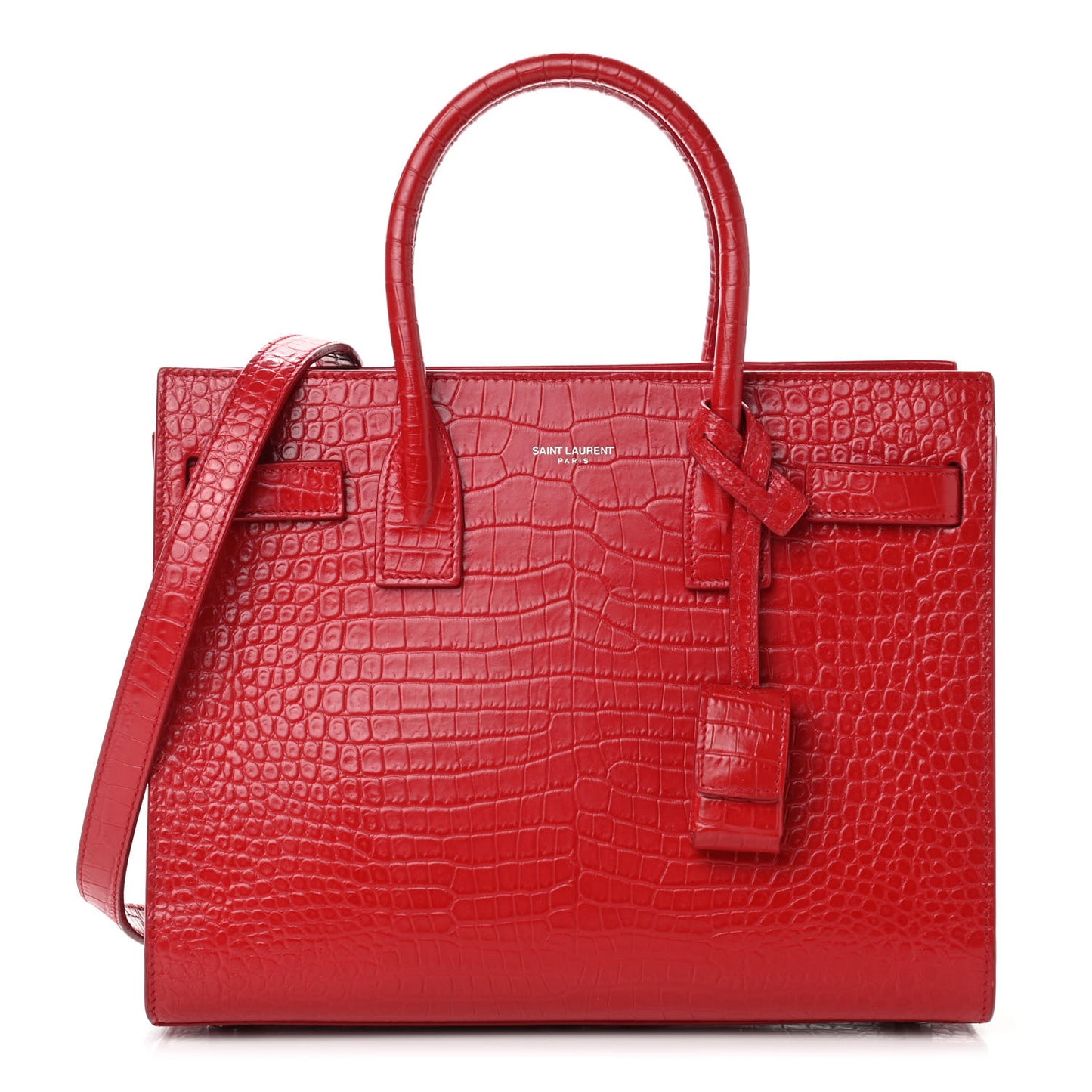 Calfskin Crocodile Embossed Baby Sac De Jour Red