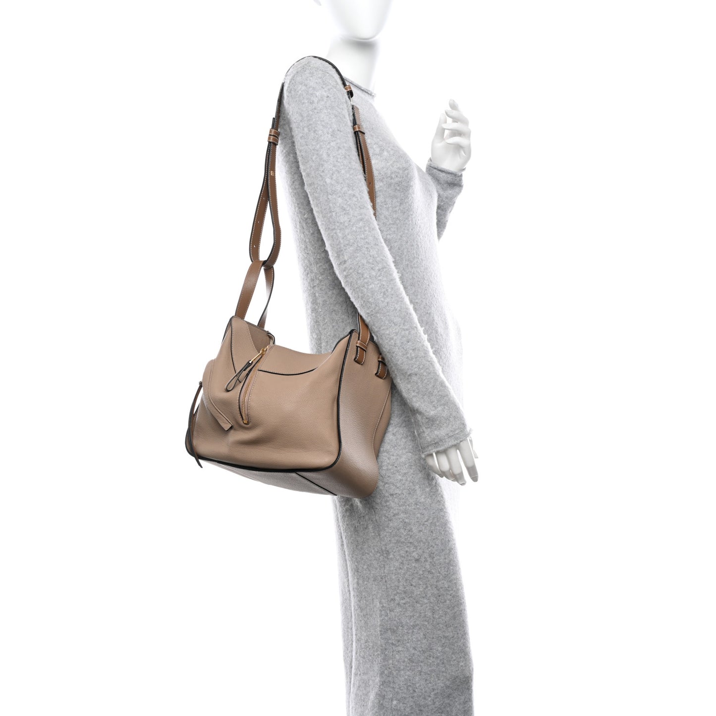 Calfskin Medium Hammock Shoulder Bag Sand Mink